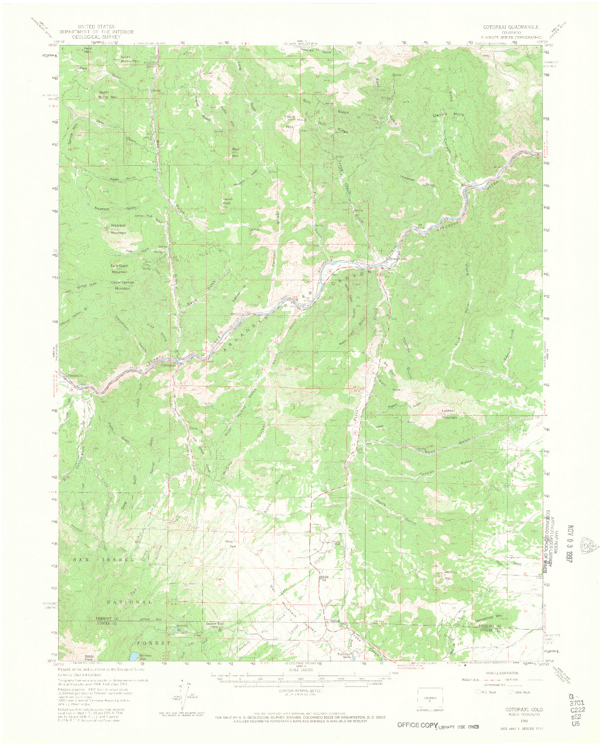 USGS 1:62500-SCALE QUADRANGLE FOR COTOPAXI, CO 1959