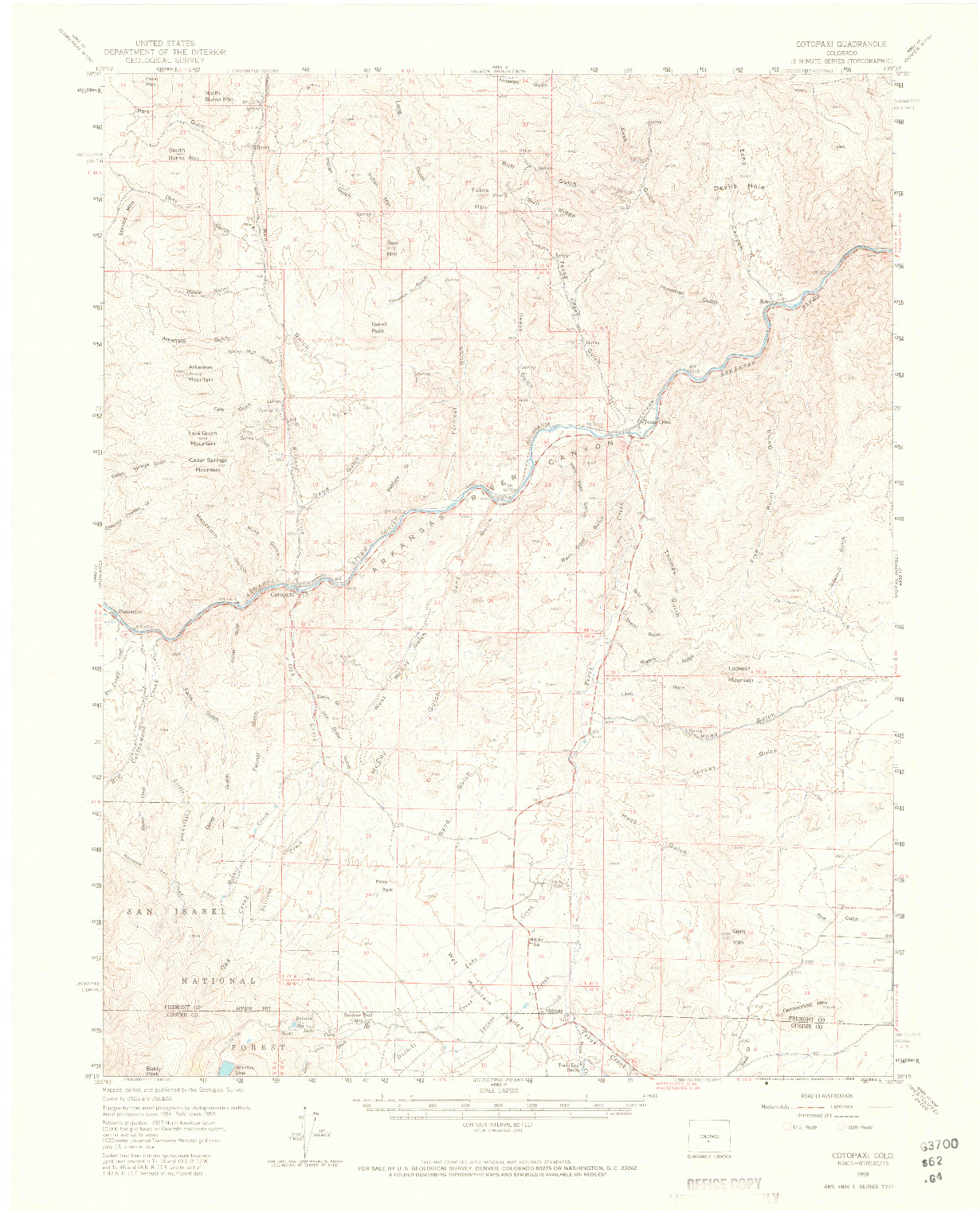 USGS 1:62500-SCALE QUADRANGLE FOR COTOPAXI, CO 1959