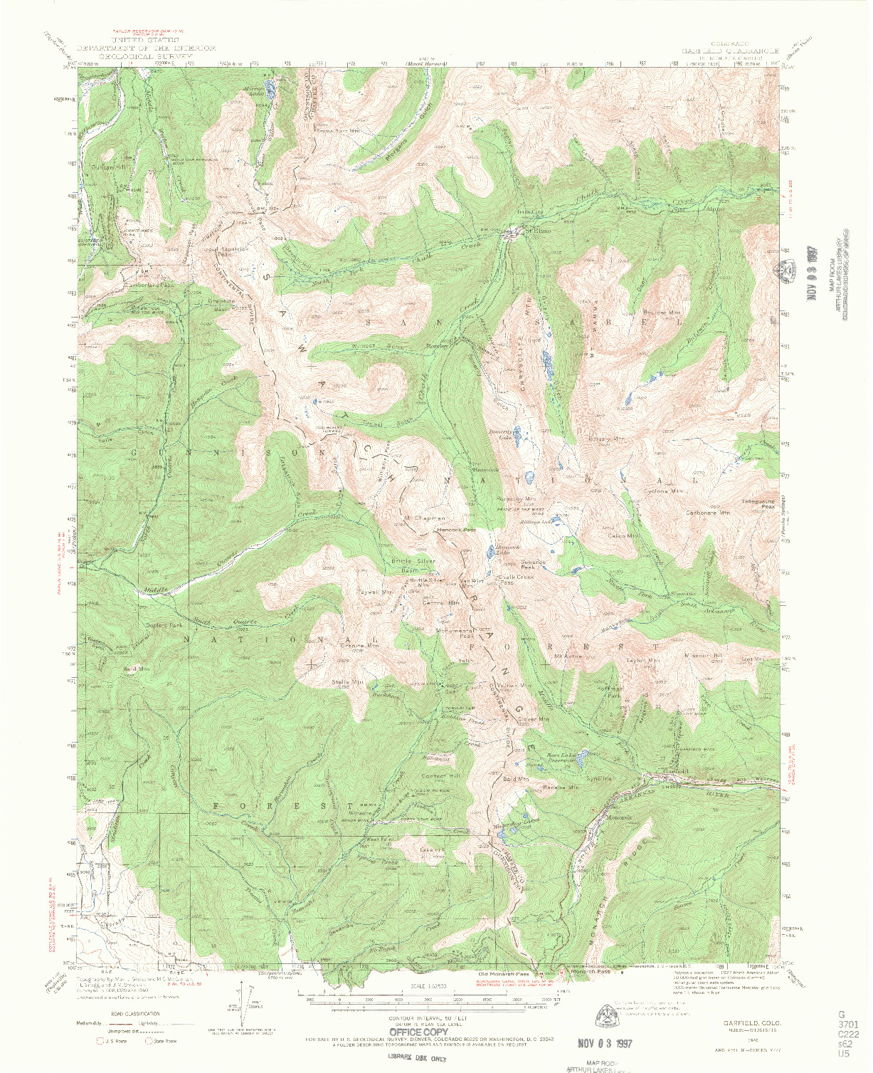 USGS 1:62500-SCALE QUADRANGLE FOR GARFIELD, CO 1940