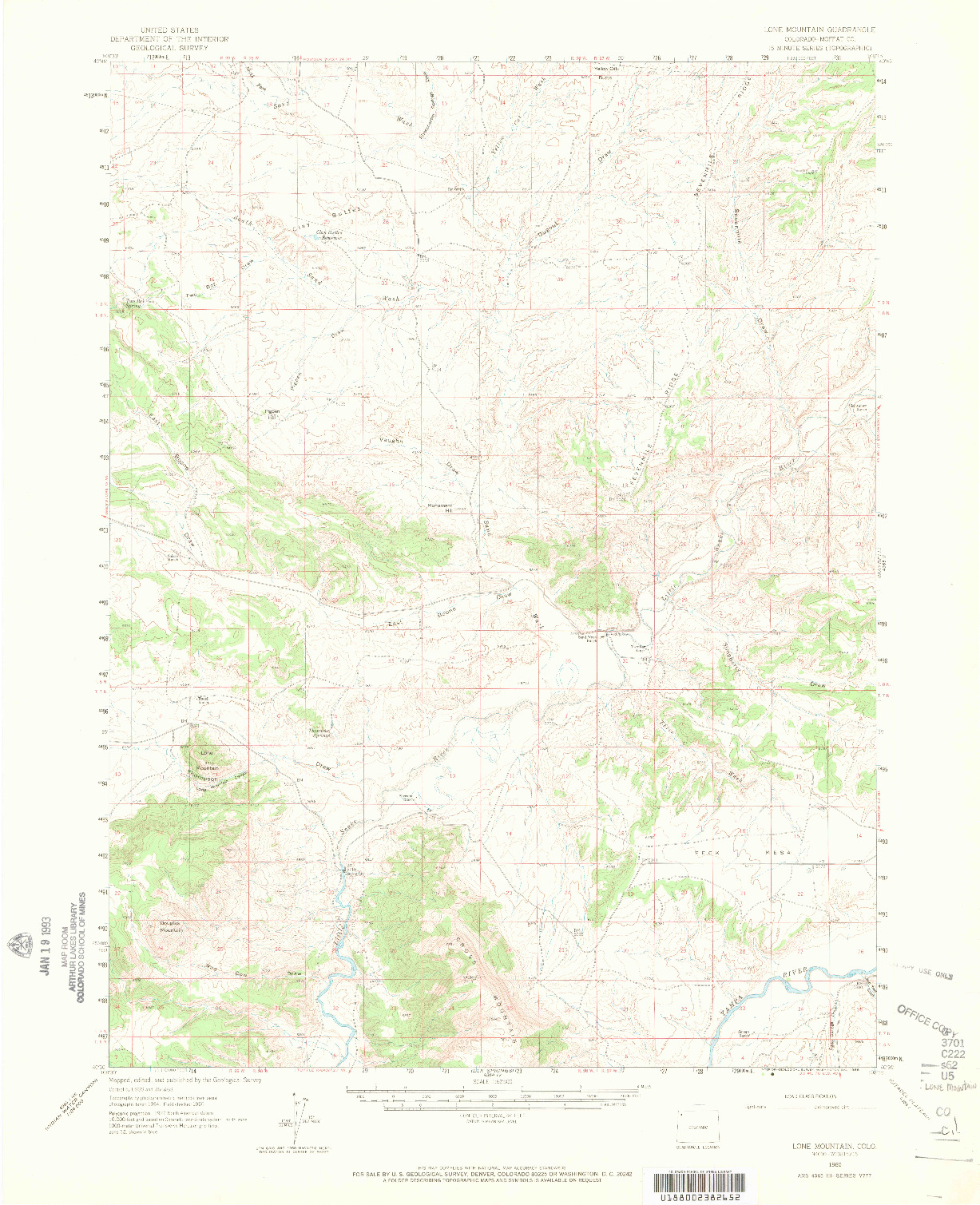 USGS 1:62500-SCALE QUADRANGLE FOR LONE MOUNTAIN, CO 1960