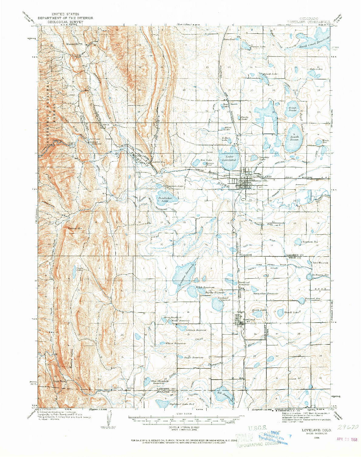 USGS 1:62500-SCALE QUADRANGLE FOR LOVELAND, CO 1906