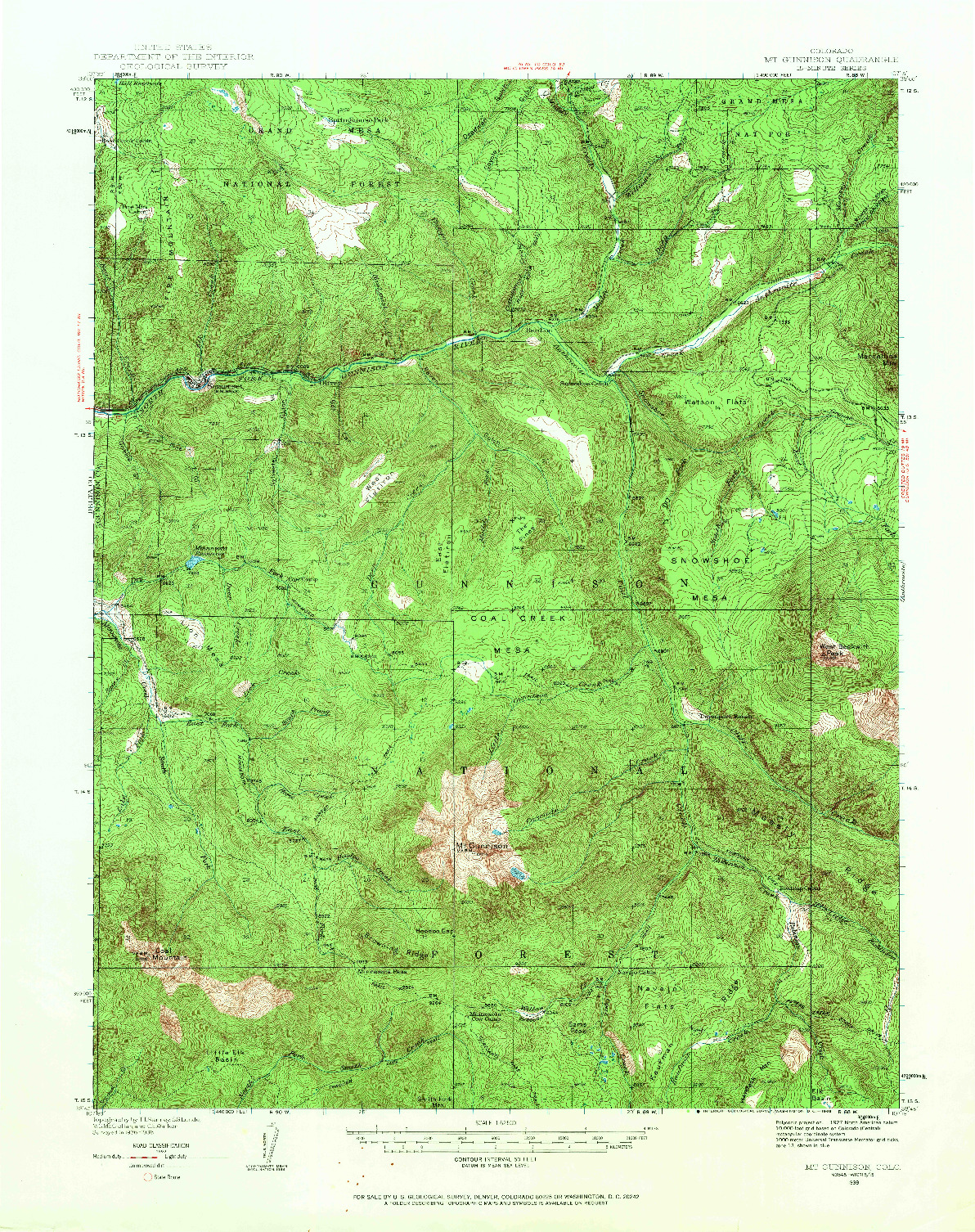 USGS 1:62500-SCALE QUADRANGLE FOR MT GUNNISON, CO 1938