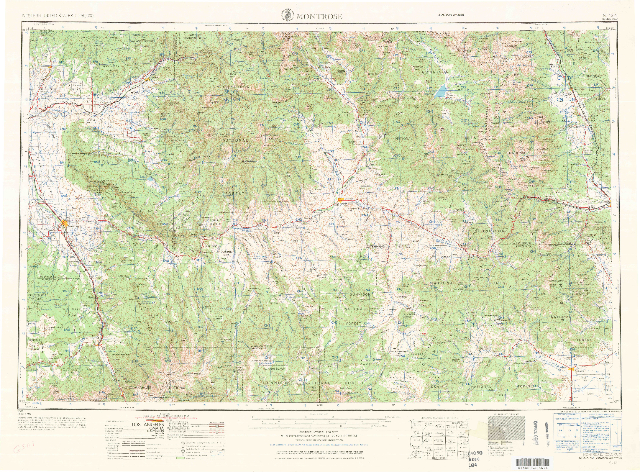 USGS 1:250000-SCALE QUADRANGLE FOR MONTROSE, CO 1968