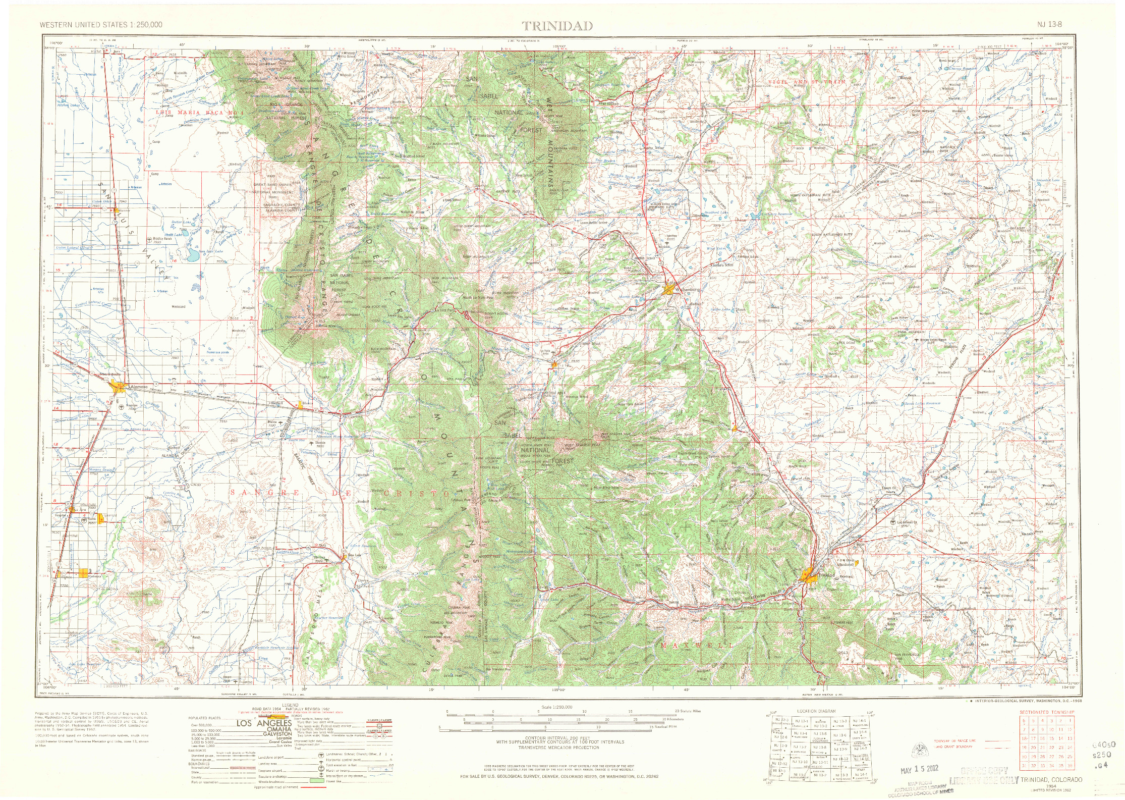 USGS 1:250000-SCALE QUADRANGLE FOR TRINIDAD, CO 1954