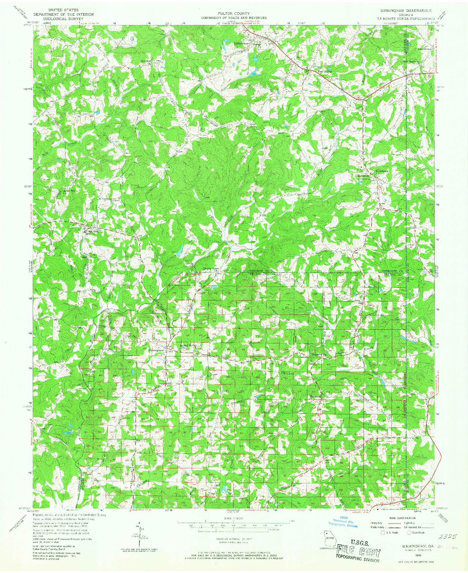 USGS 1:24000-SCALE QUADRANGLE FOR BIRMINGHAM, GA 1956