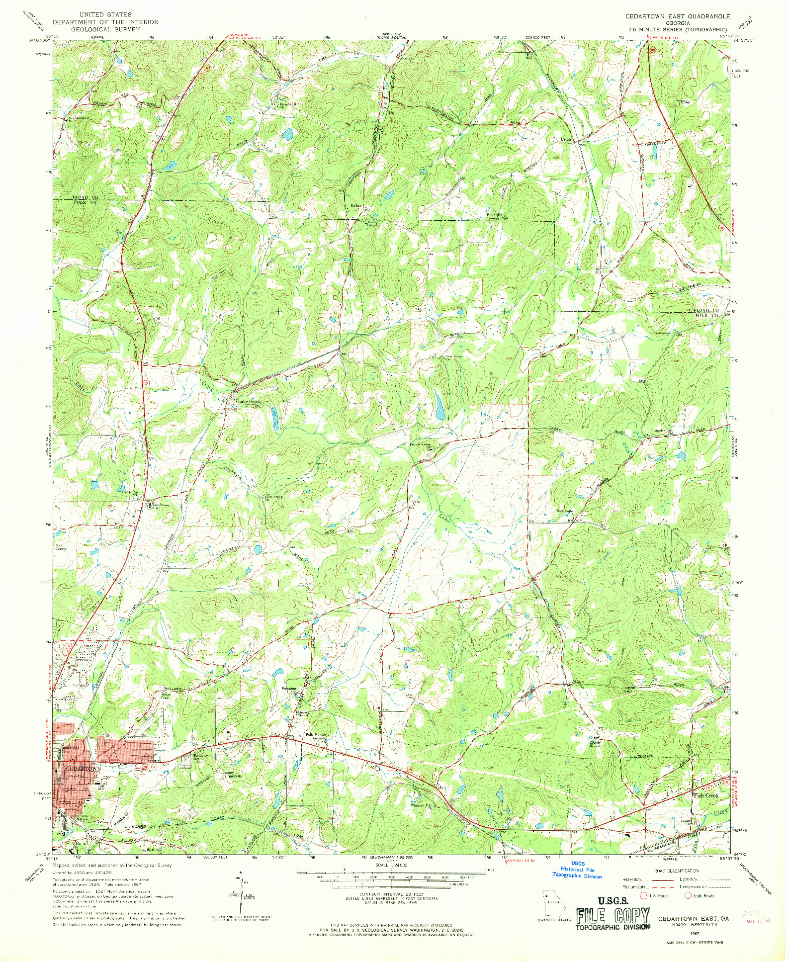 USGS 1:24000-SCALE QUADRANGLE FOR CEDARTOWN EAST, GA 1967