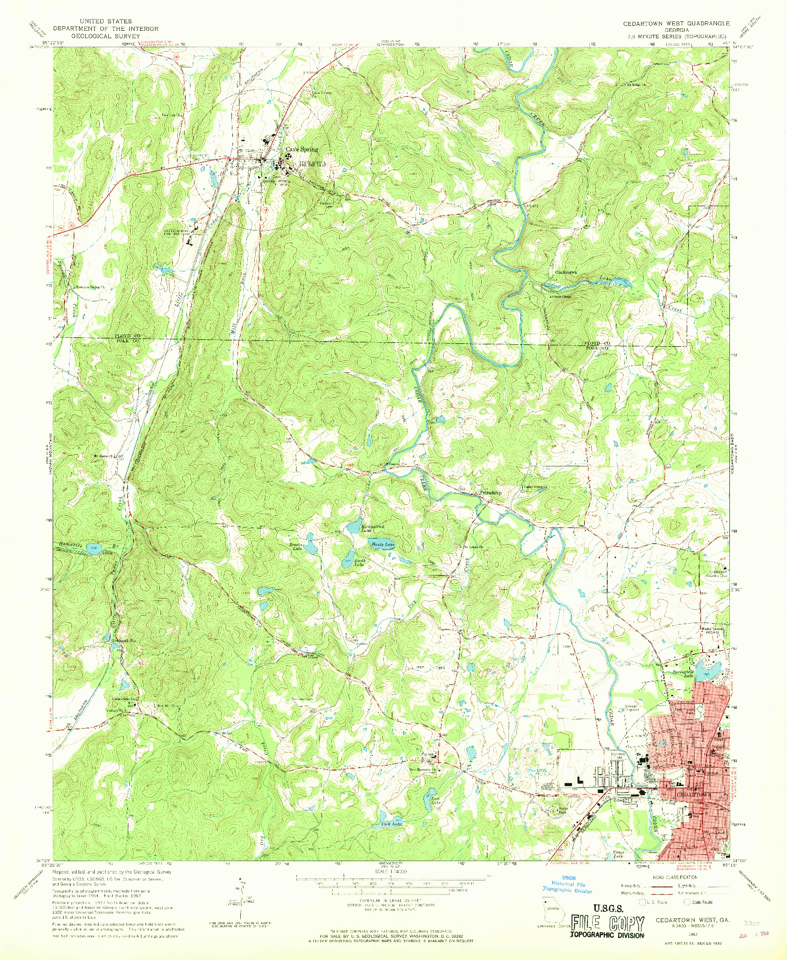 USGS 1:24000-SCALE QUADRANGLE FOR CEDARTOWN WEST, GA 1967