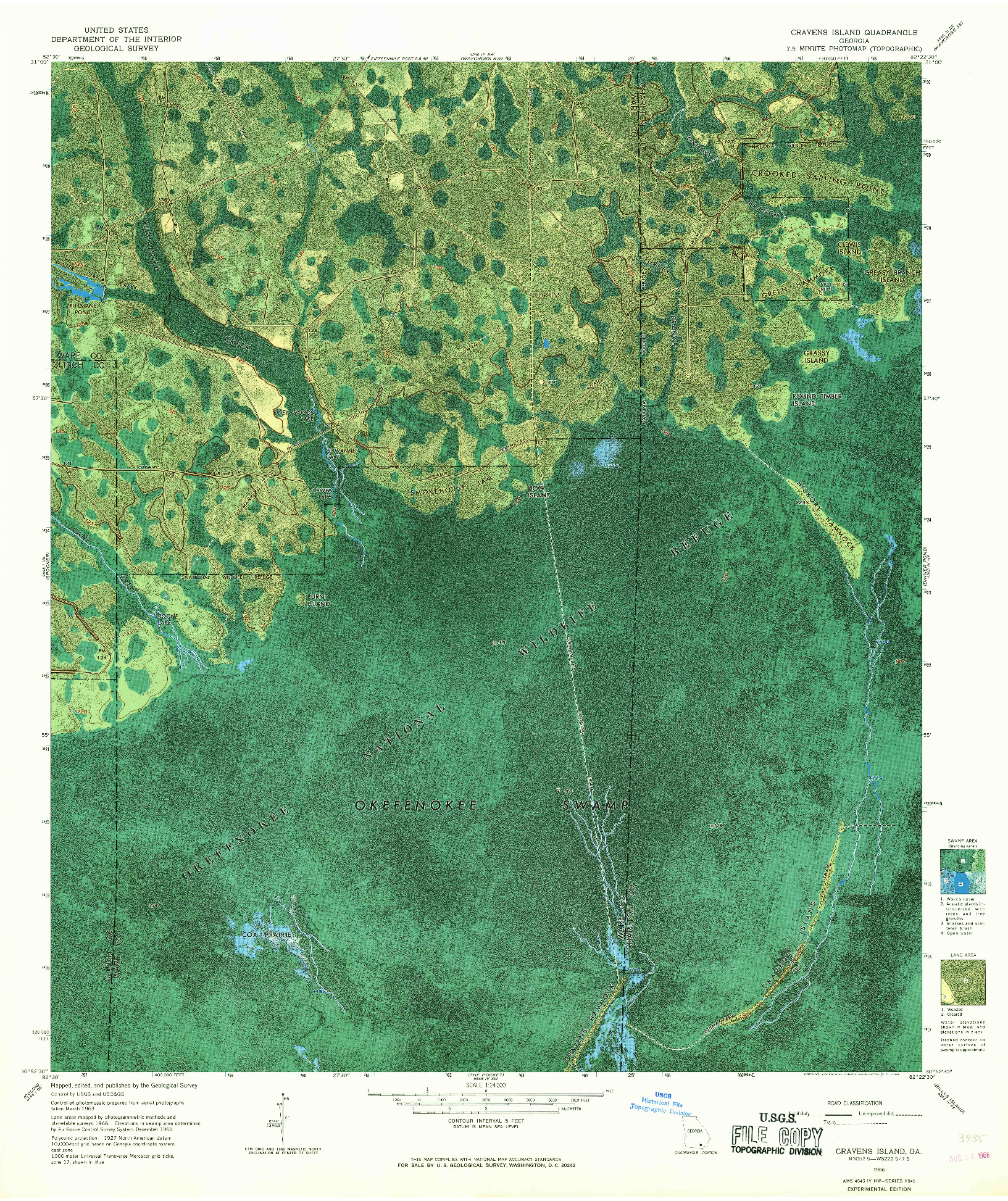 USGS 1:24000-SCALE QUADRANGLE FOR CRAVENS ISLAND, GA 1966