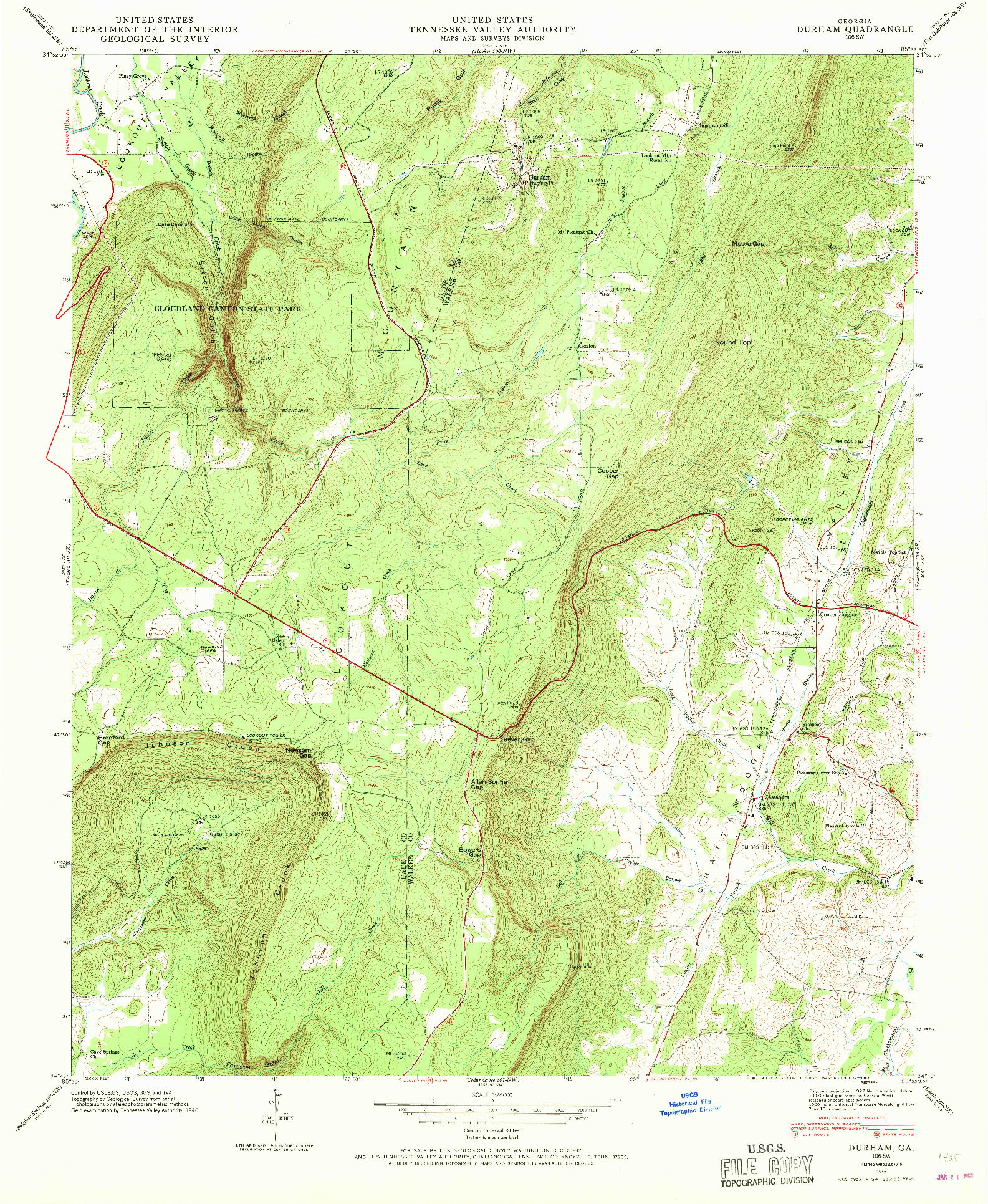 USGS 1:24000-SCALE QUADRANGLE FOR DURHAM, GA 1946