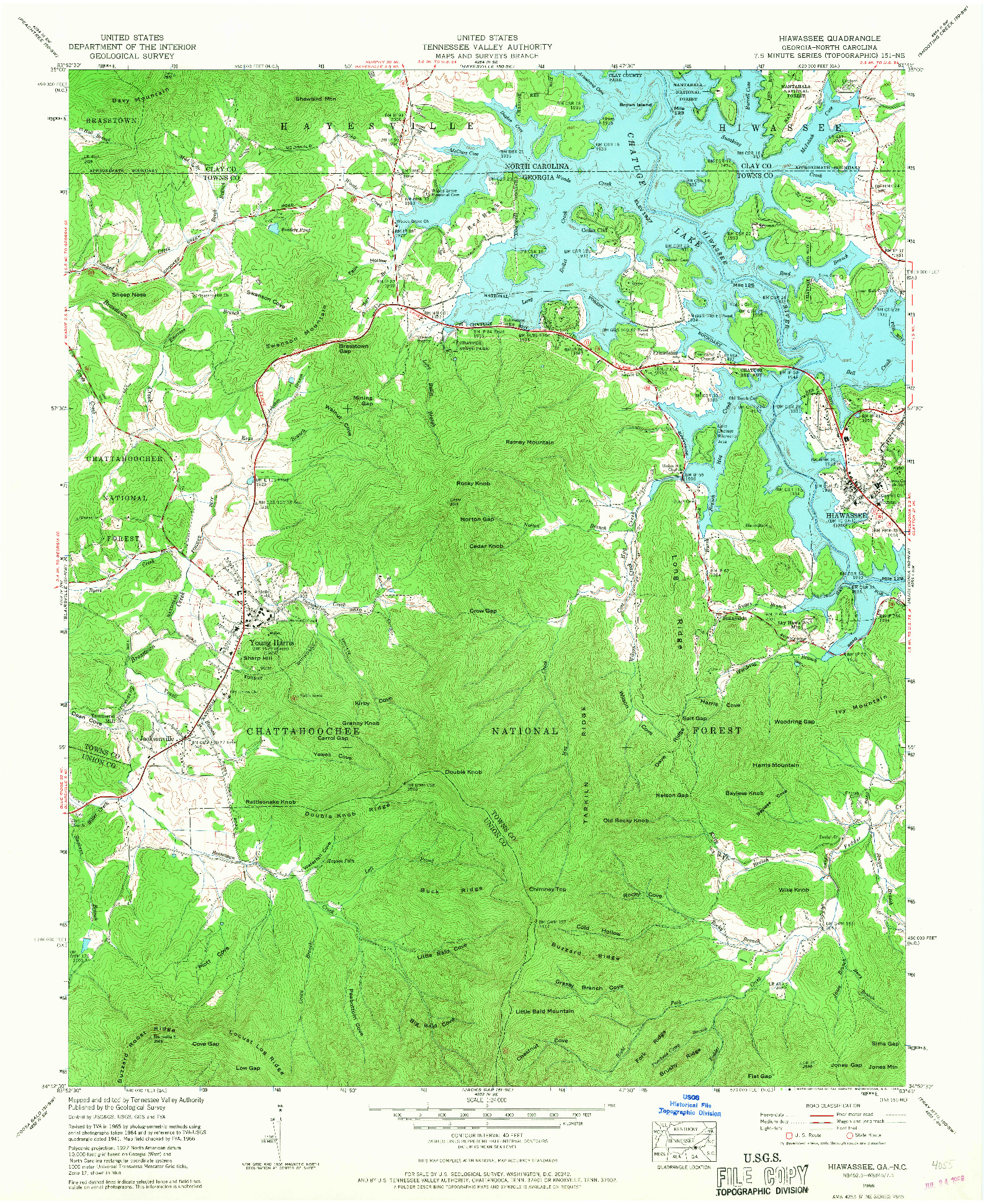 USGS 1:24000-SCALE QUADRANGLE FOR HIAWASSEE, GA 1966