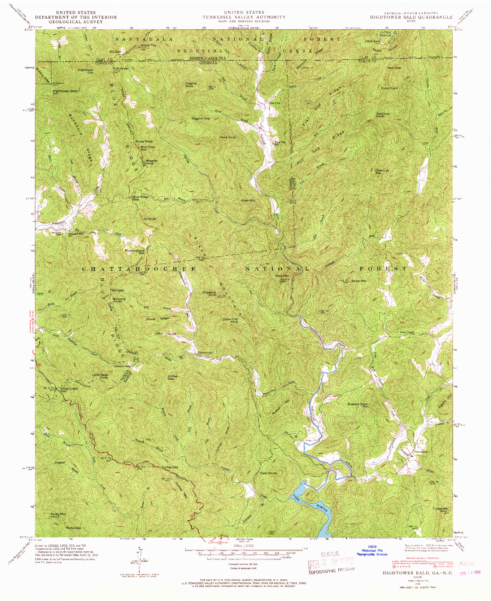 USGS 1:24000-SCALE QUADRANGLE FOR HIGHTOWER BALD, GA 1946