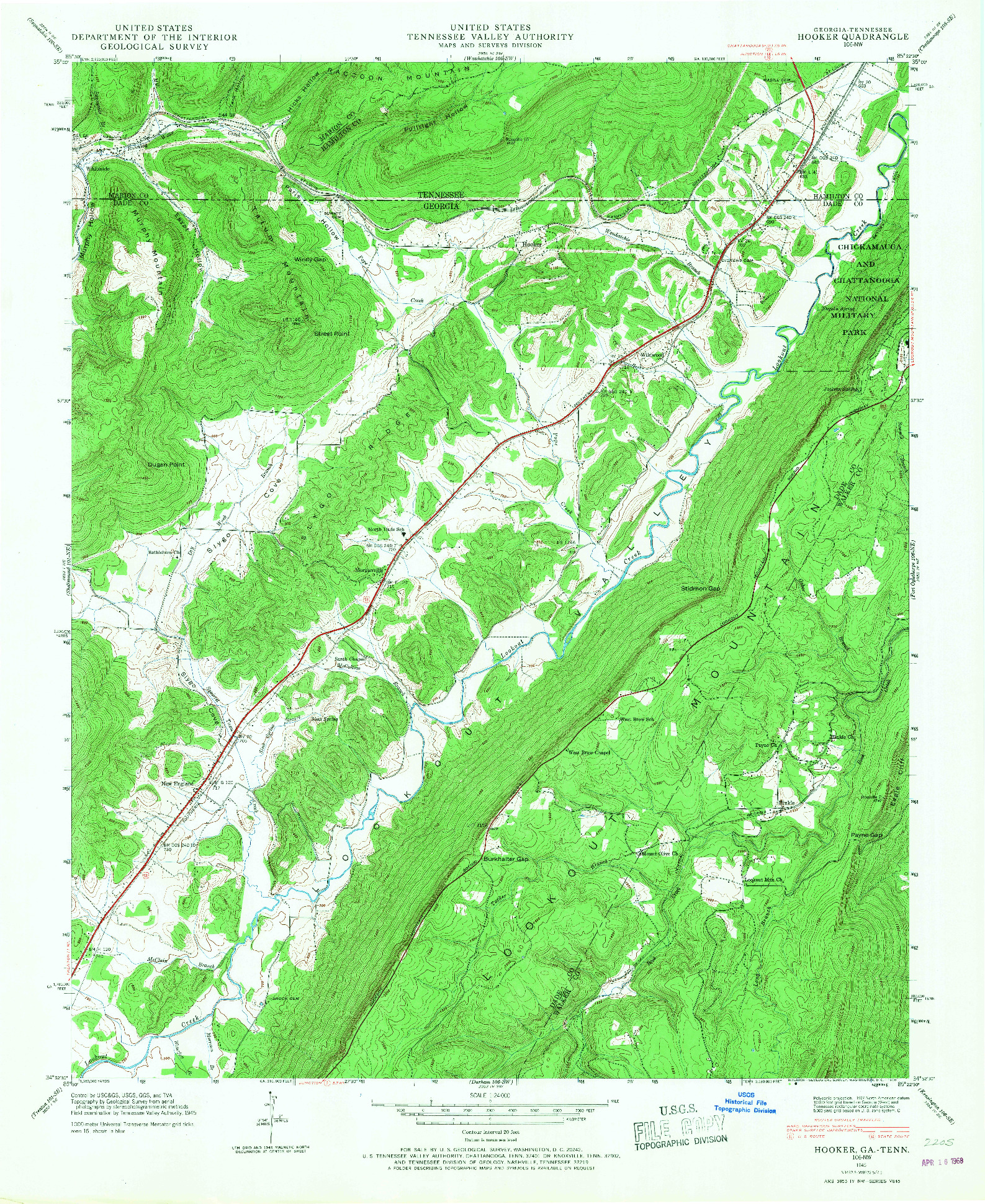 USGS 1:24000-SCALE QUADRANGLE FOR HOOKER, GA 1945