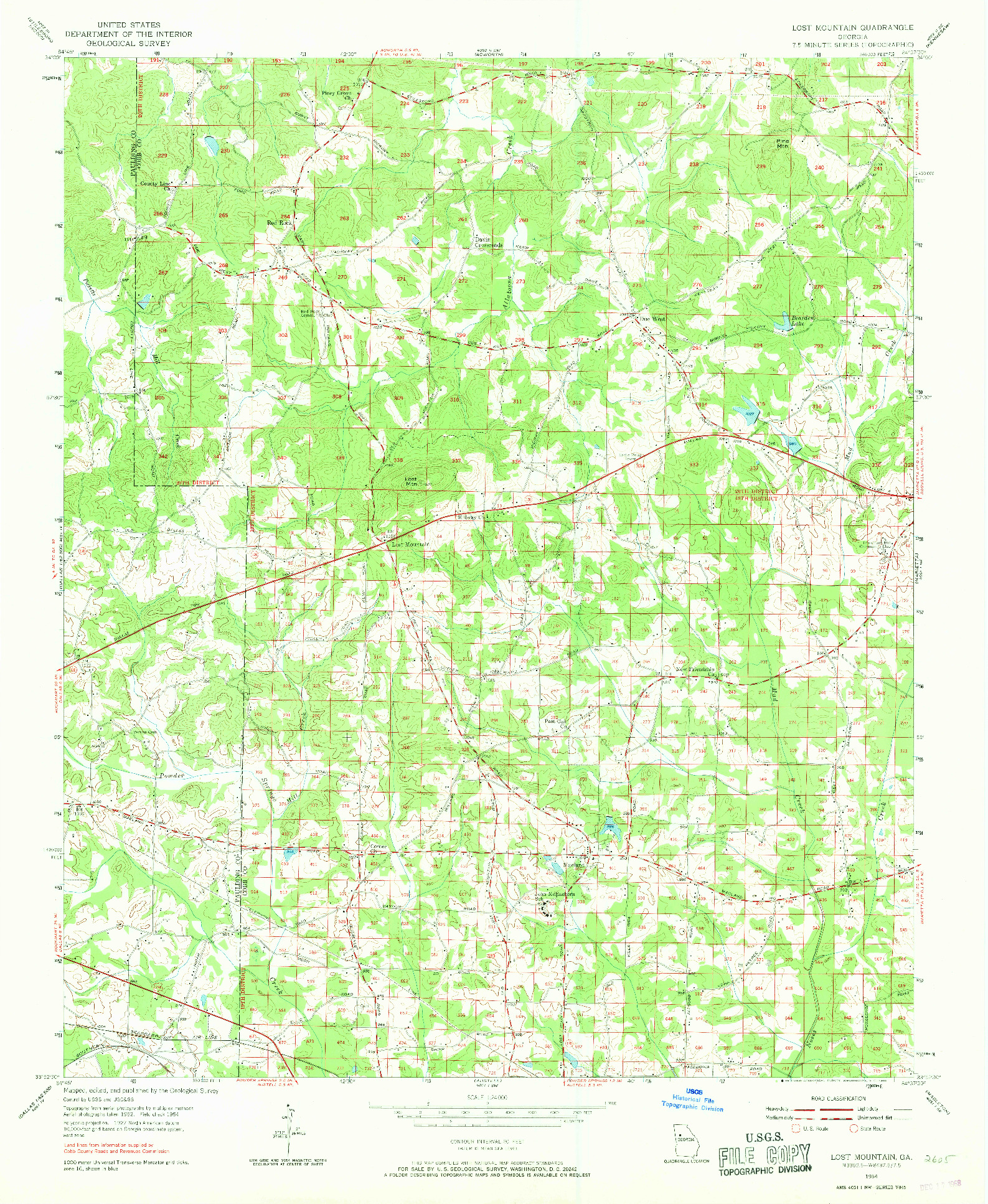 USGS 1:24000-SCALE QUADRANGLE FOR LOST MOUNTAIN, GA 1954