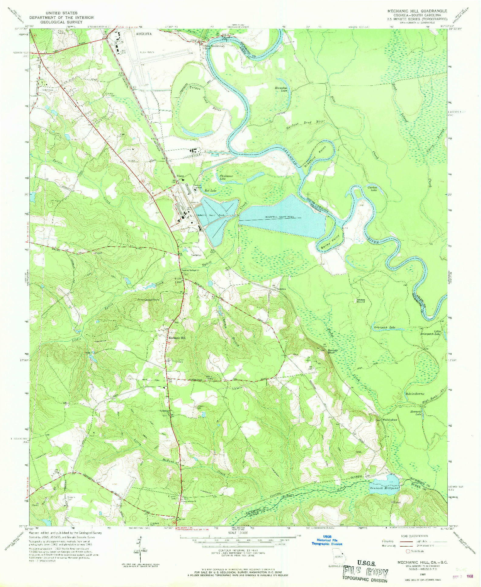 USGS 1:24000-SCALE QUADRANGLE FOR MECHANIC HILL, GA 1965