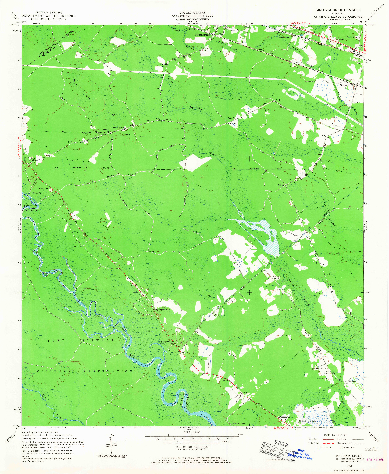 USGS 1:24000-SCALE QUADRANGLE FOR MELDRIM SE, GA 1958