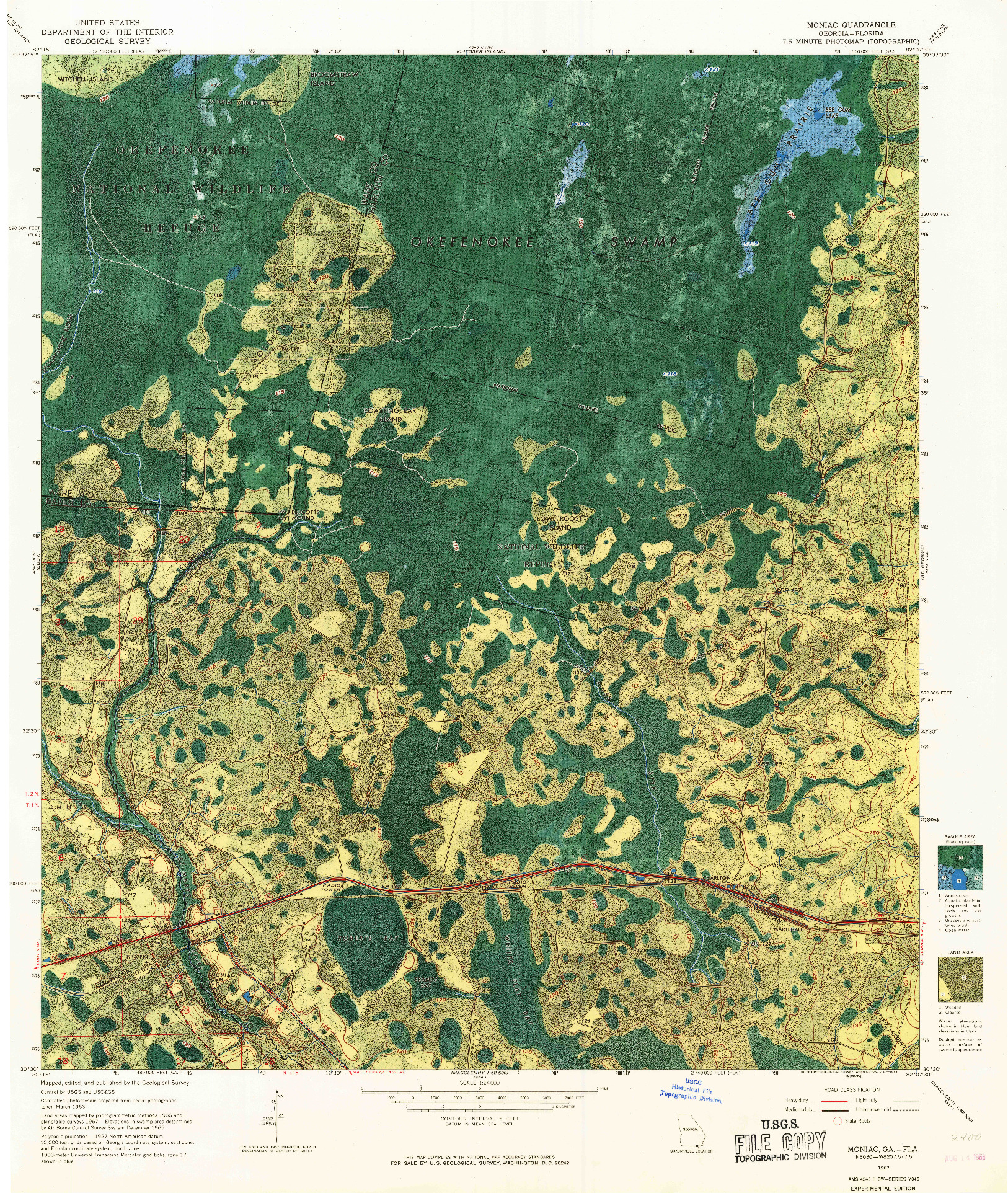 USGS 1:24000-SCALE QUADRANGLE FOR MONIAC, GA 1967
