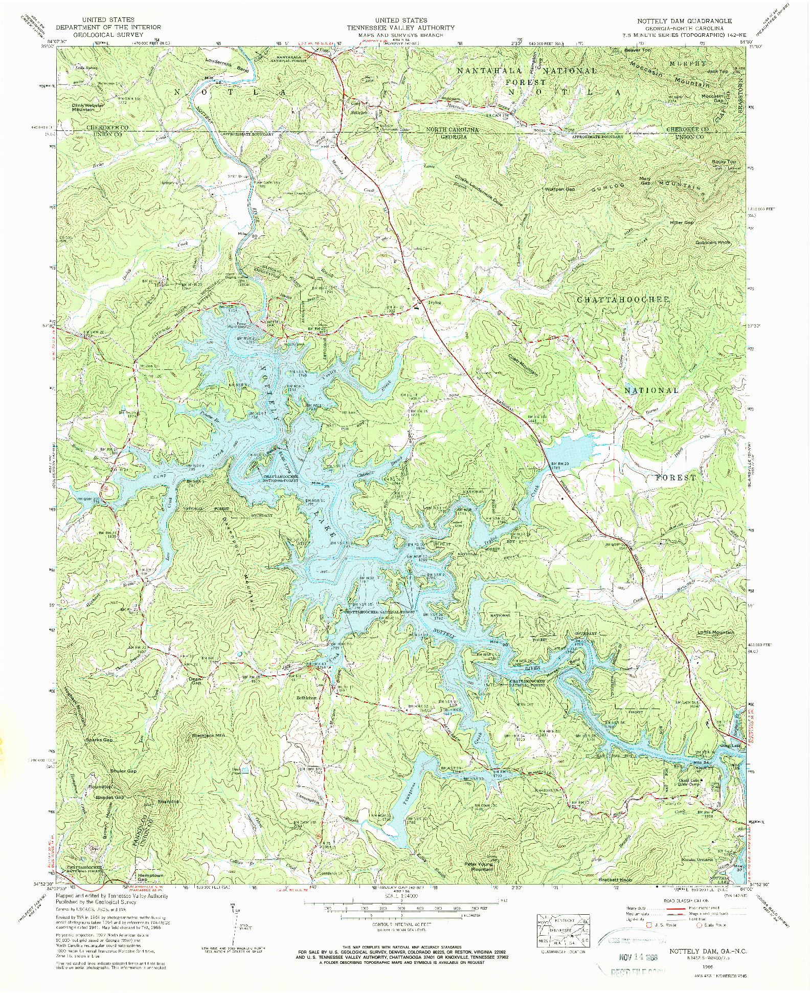 USGS 1:24000-SCALE QUADRANGLE FOR NOTTELY DAM, GA 1966