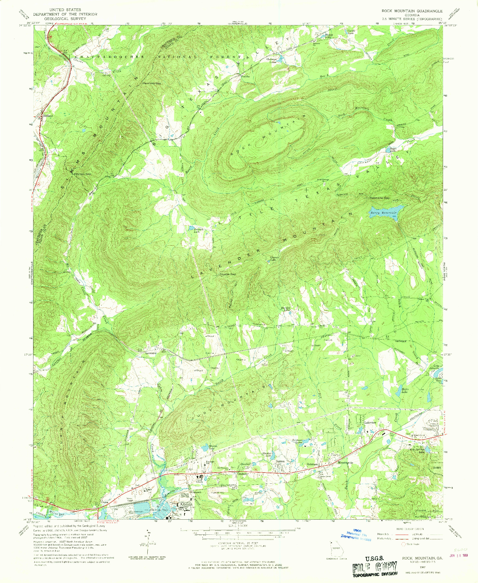 USGS 1:24000-SCALE QUADRANGLE FOR ROCK MOUNTAIN, GA 1967