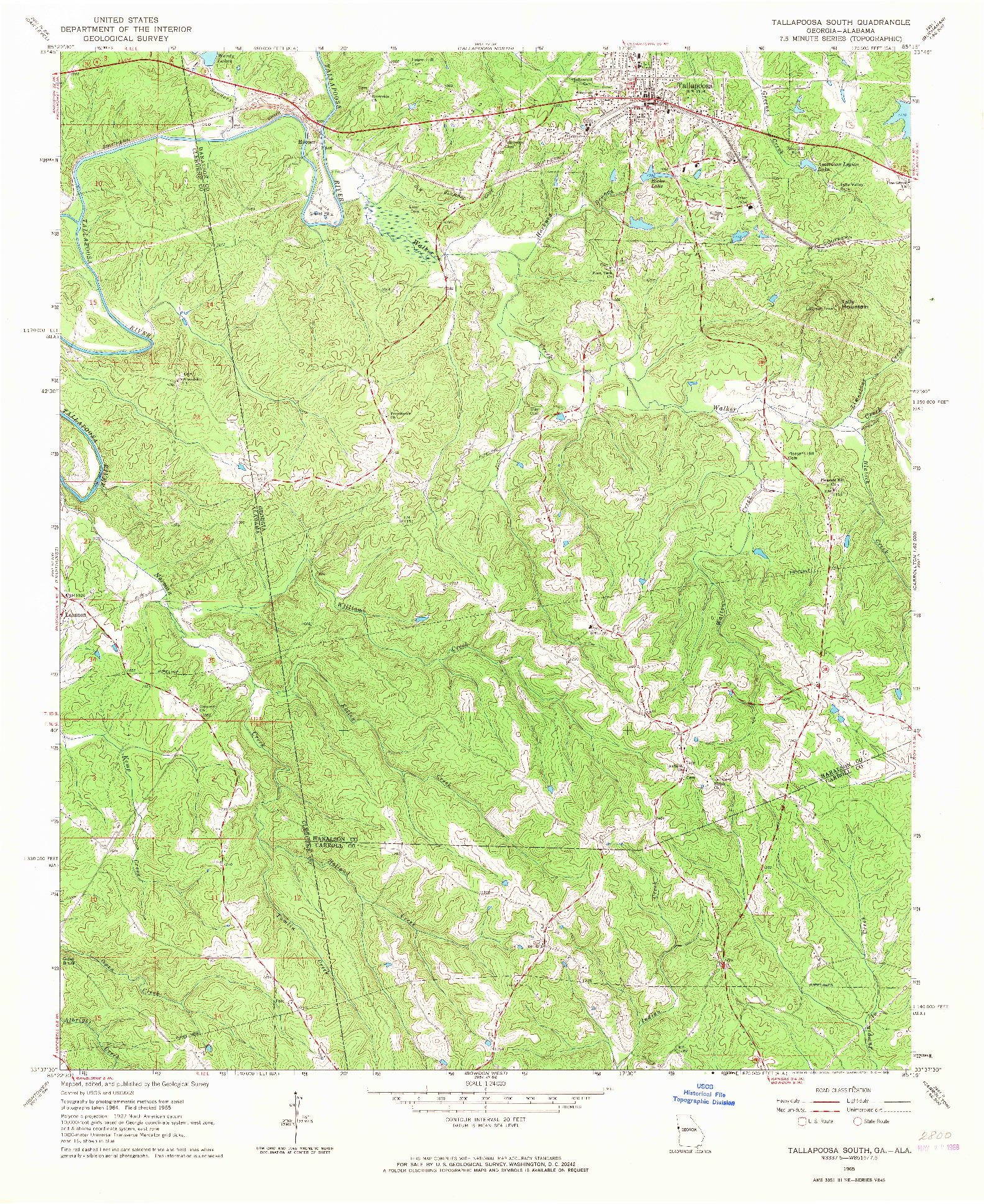 USGS 1:24000-SCALE QUADRANGLE FOR TALLAPOOSA SOUTH, GA 1965