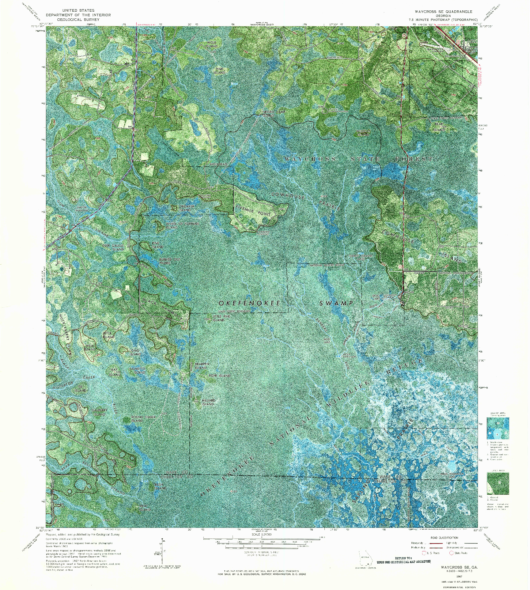 USGS 1:24000-SCALE QUADRANGLE FOR WAYCROSS SE, GA 1967