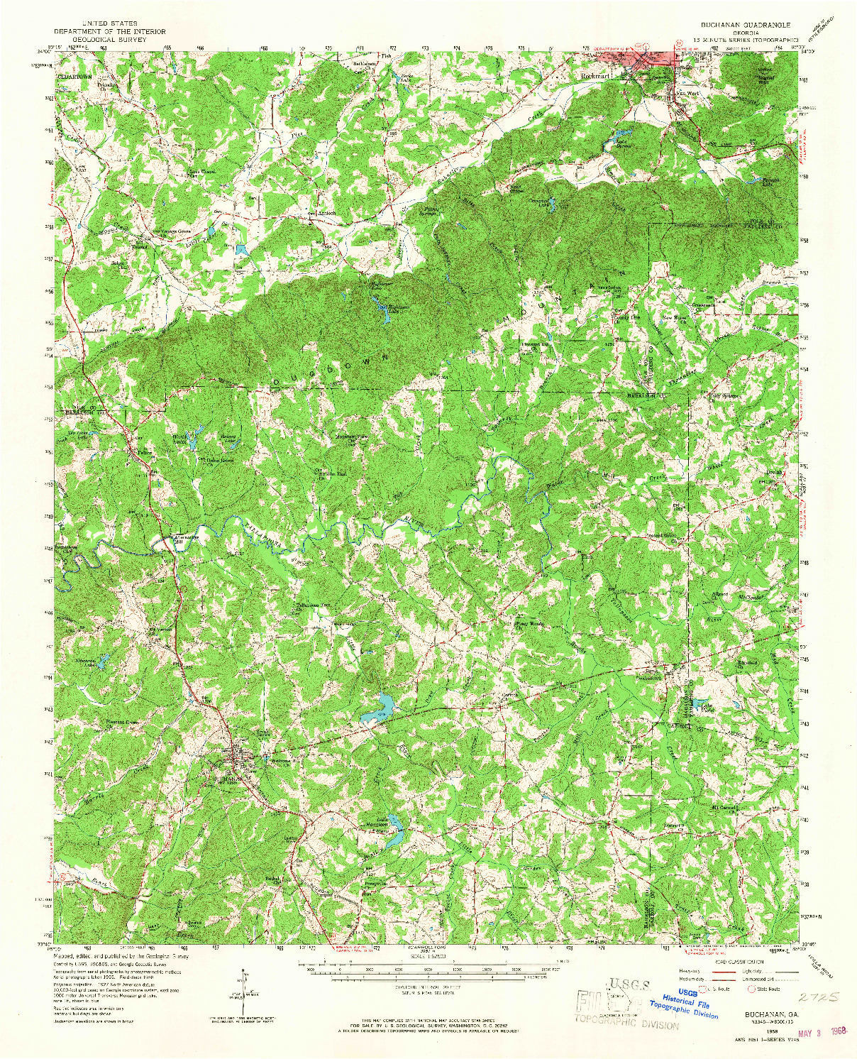 USGS 1:62500-SCALE QUADRANGLE FOR BUCHANAN, GA 1958