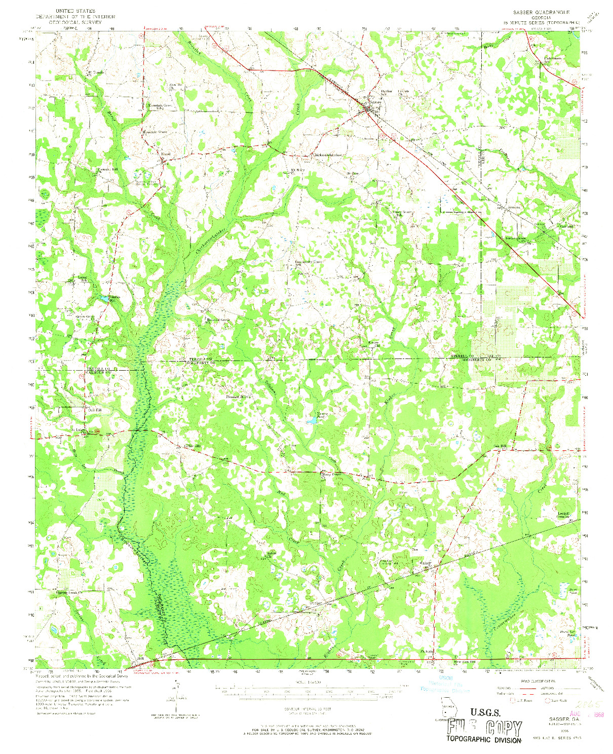 USGS 1:62500-SCALE QUADRANGLE FOR SASSER, GA 1956