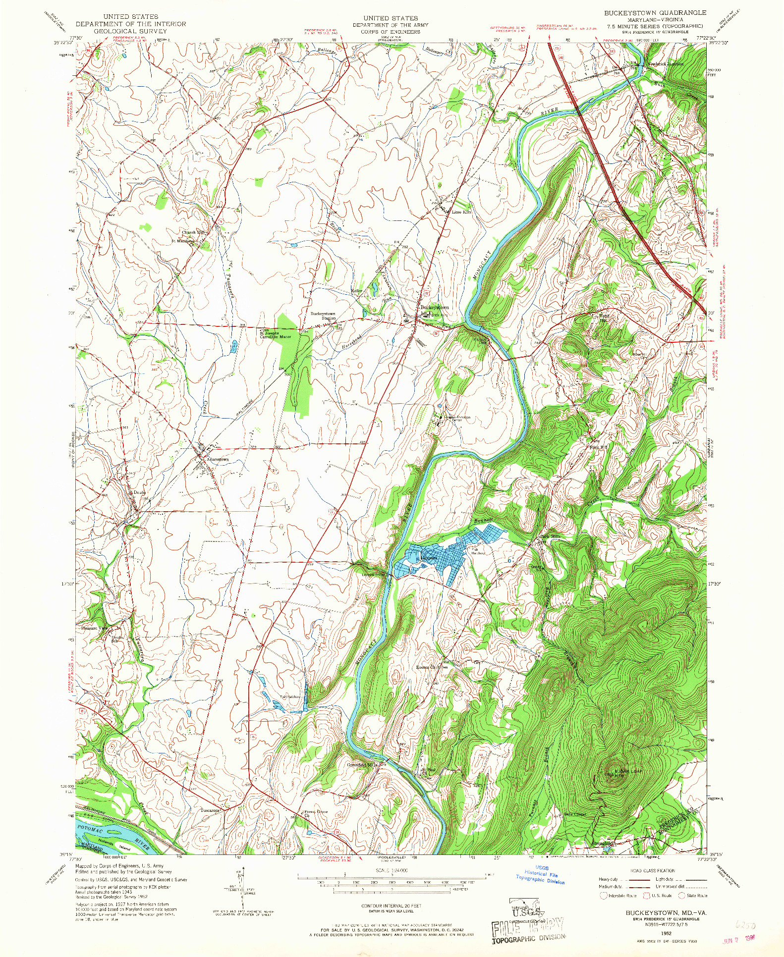 USGS 1:24000-SCALE QUADRANGLE FOR BUCKEYSTOWN, MD 1952