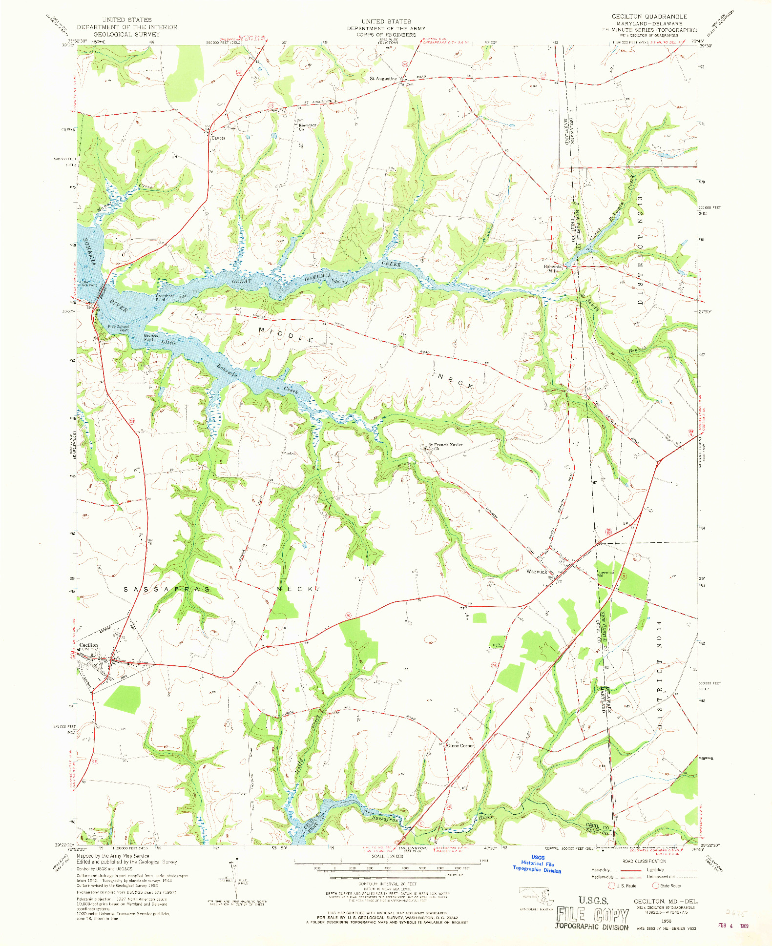 USGS 1:24000-SCALE QUADRANGLE FOR CECILTON, MD 1958
