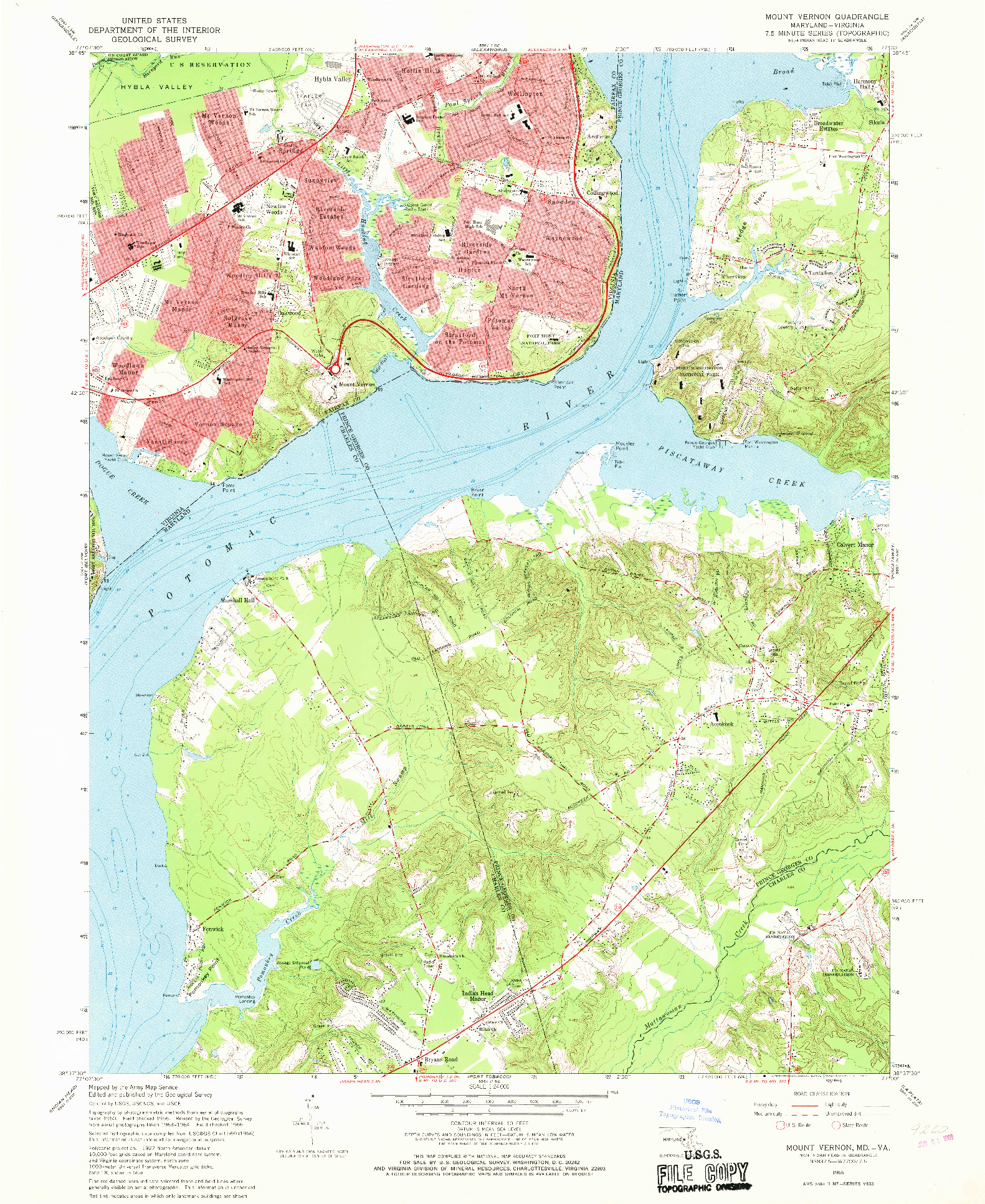 USGS 1:24000-SCALE QUADRANGLE FOR MOUNT VERNON, MD 1966