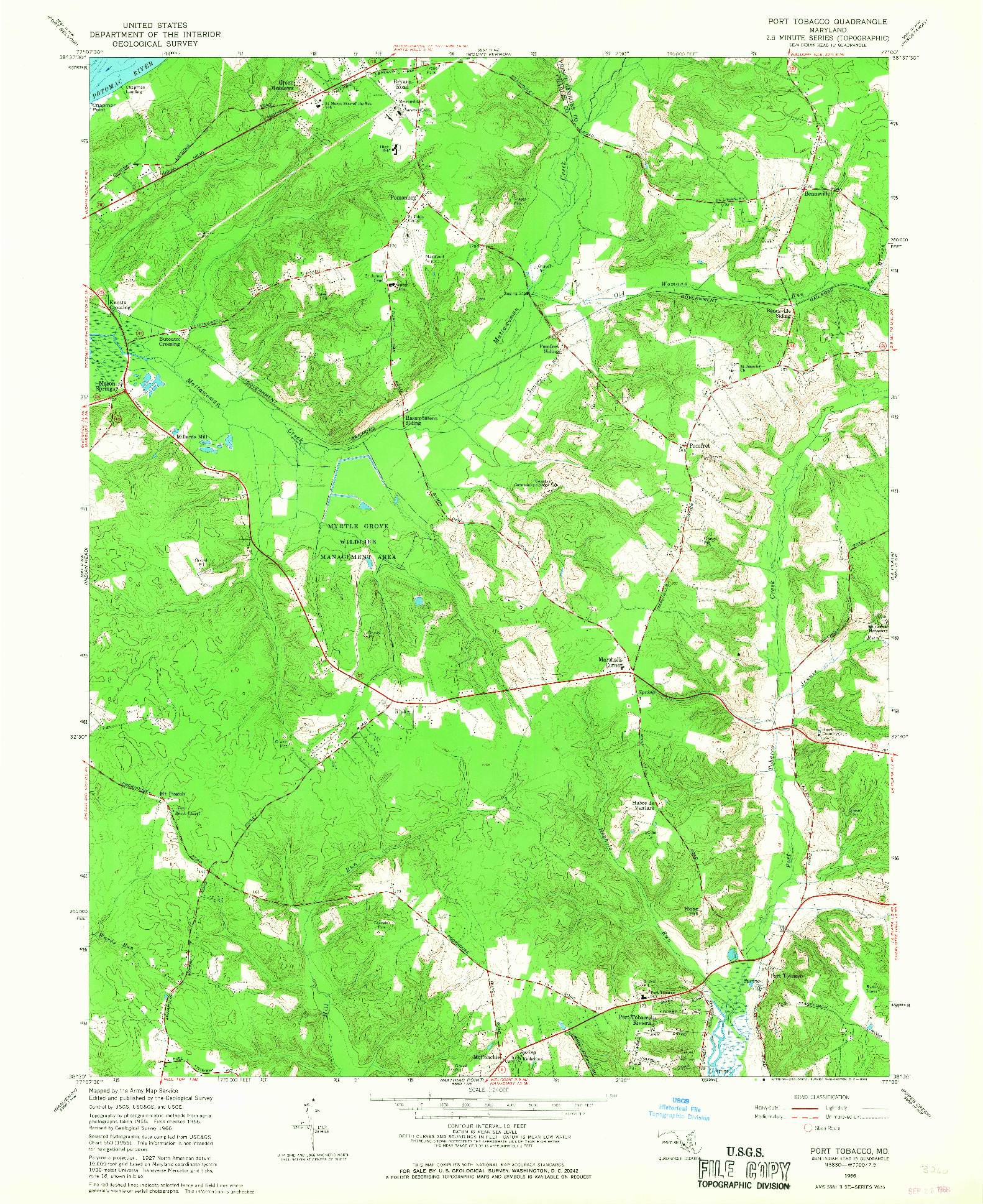 USGS 1:24000-SCALE QUADRANGLE FOR PORT TOBACCO, MD 1966
