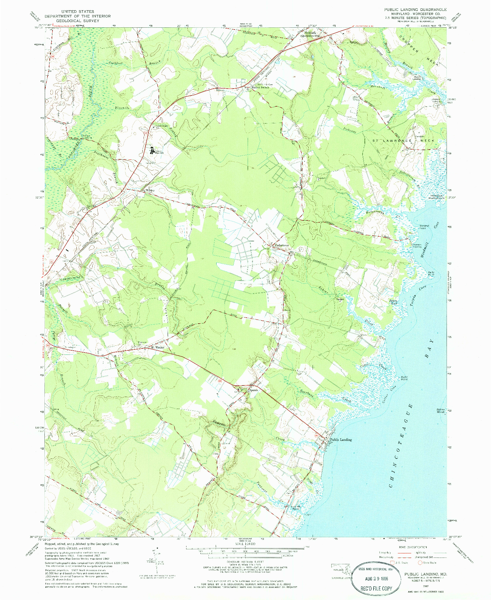 USGS 1:24000-SCALE QUADRANGLE FOR PUBLIC LANDING, MD 1967