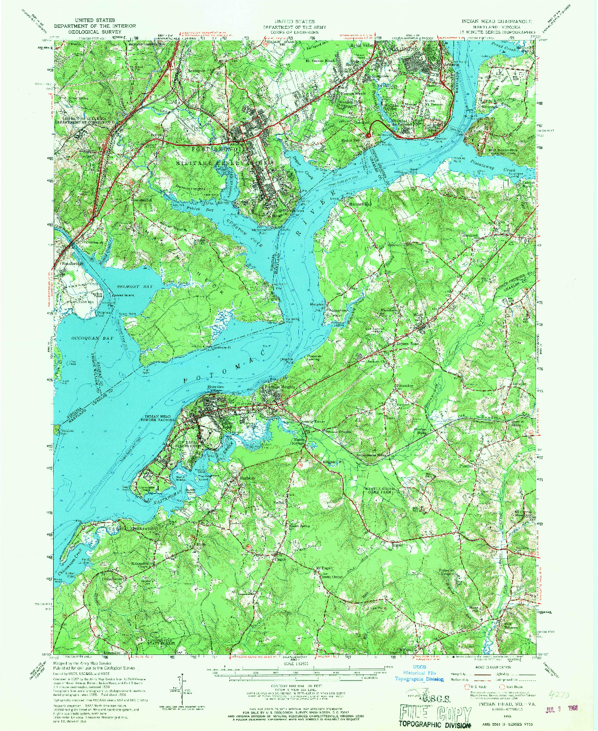 USGS 1:62500-SCALE QUADRANGLE FOR INDIAN HEAD, MD 1956