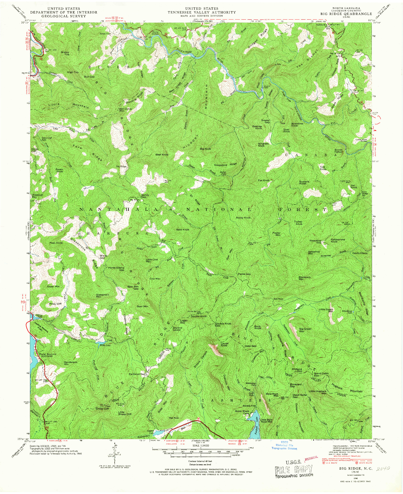 USGS 1:24000-SCALE QUADRANGLE FOR BIG RIDGE, NC 1946