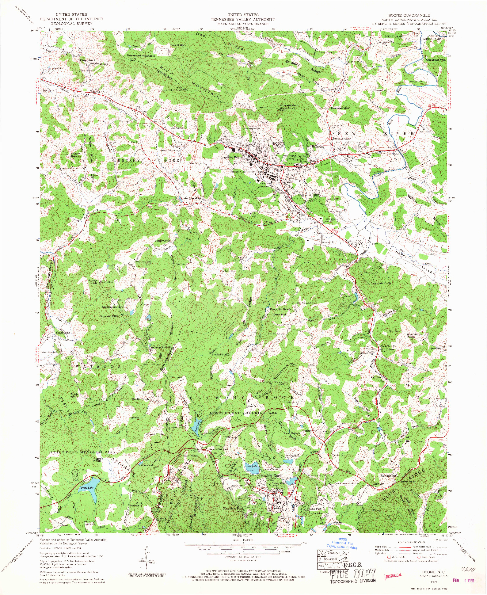 USGS 1:24000-SCALE QUADRANGLE FOR BOONE, NC 1959