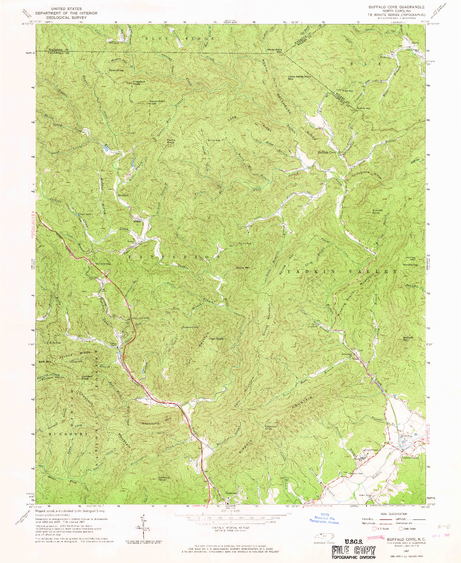 USGS 1:24000-SCALE QUADRANGLE FOR BUFFALO COVE, NC 1967