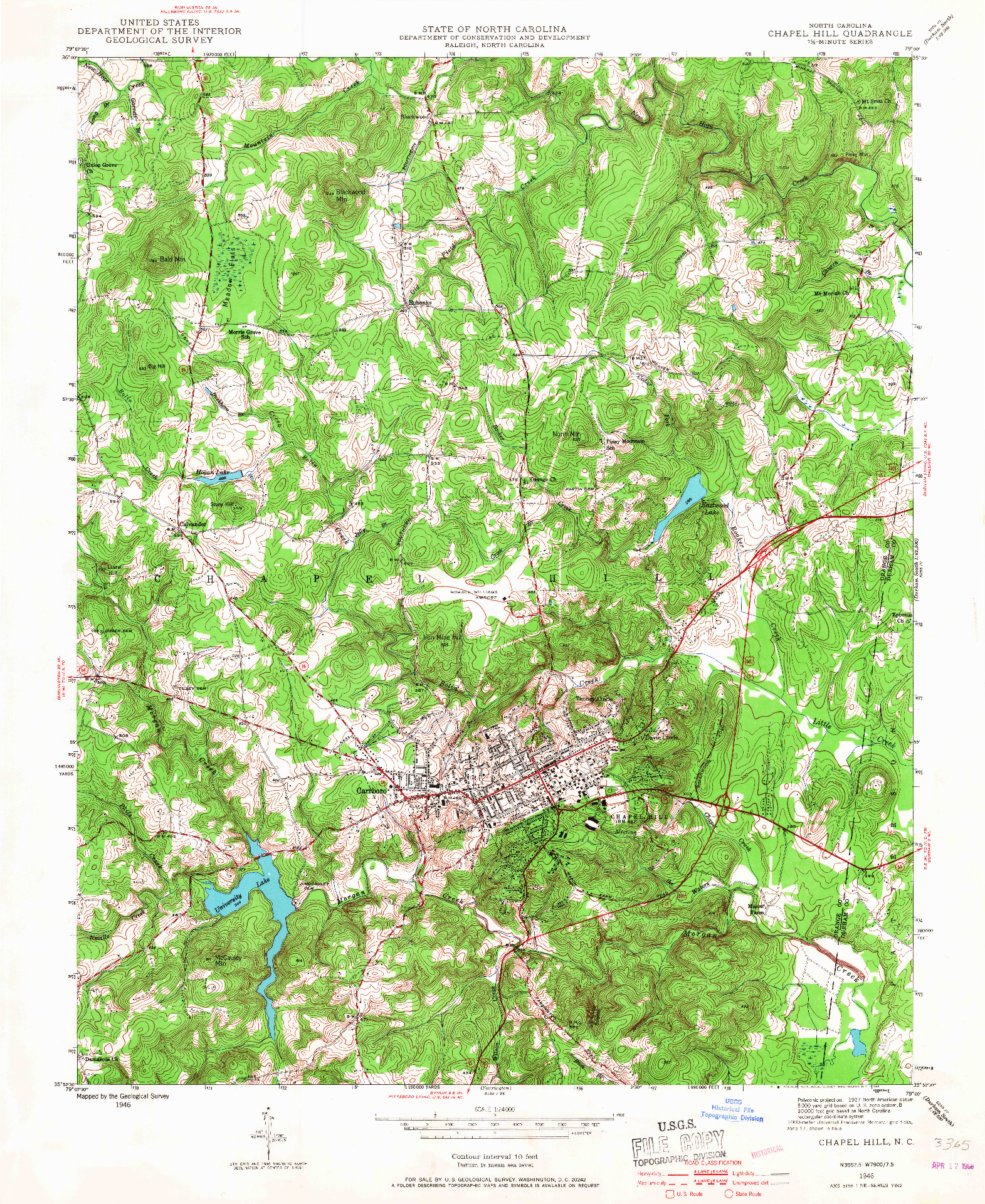 USGS 1:24000-SCALE QUADRANGLE FOR CHAPEL HILL, NC 1946