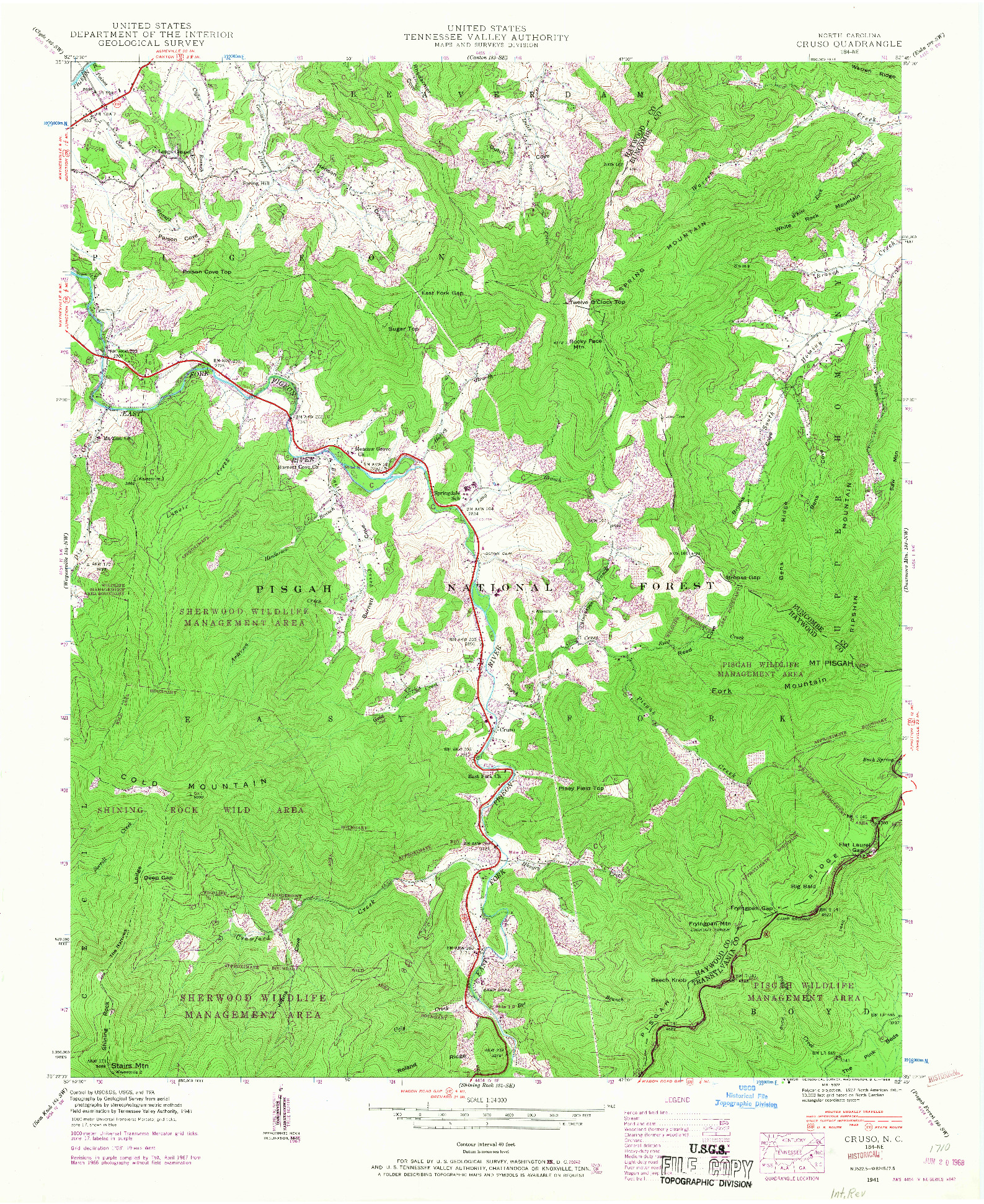 USGS 1:24000-SCALE QUADRANGLE FOR CRUSO, NC 1941