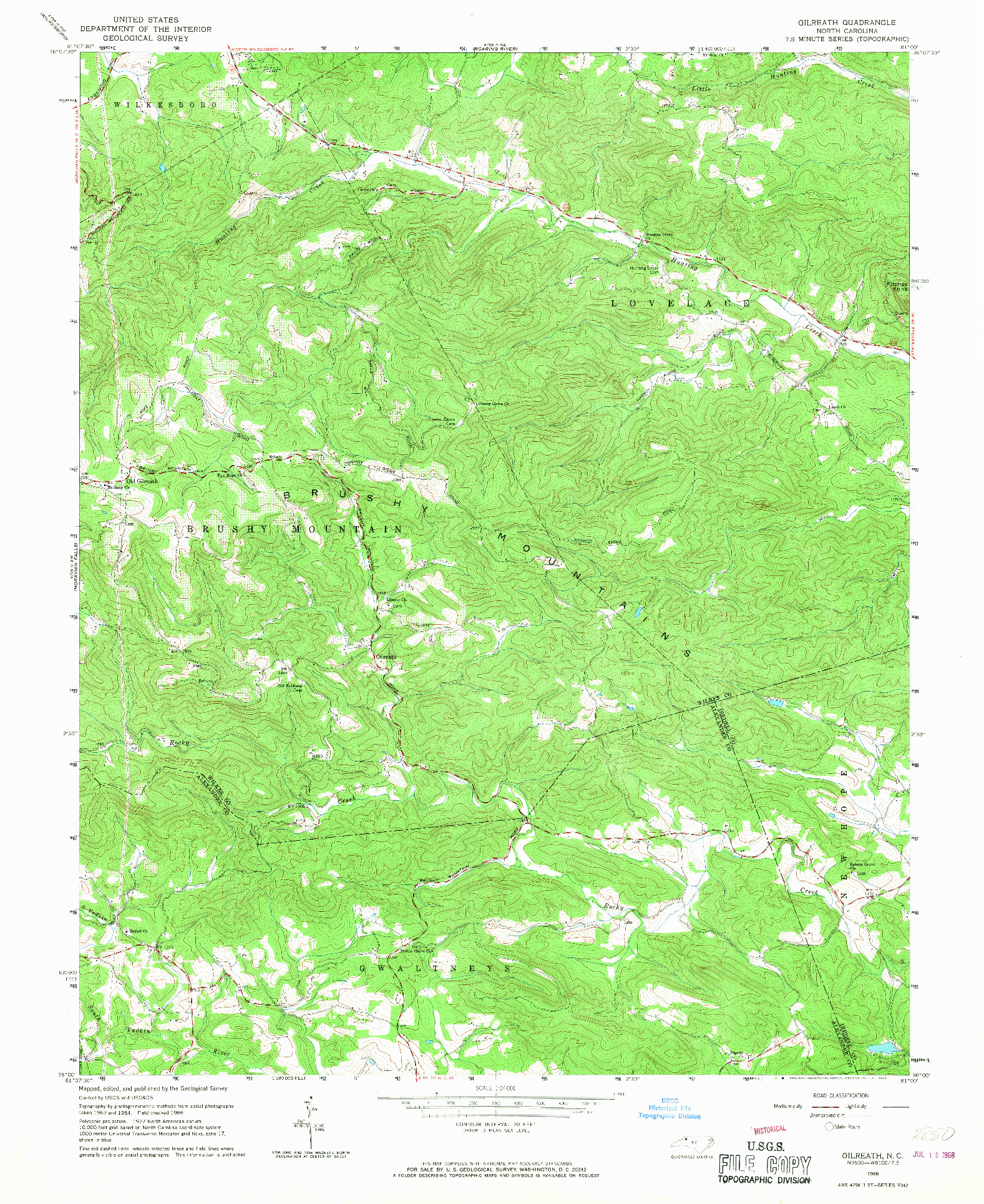 USGS 1:24000-SCALE QUADRANGLE FOR GILREATH, NC 1966