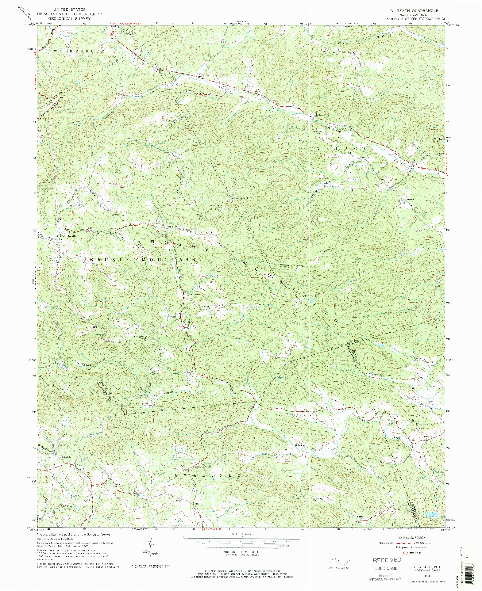USGS 1:24000-SCALE QUADRANGLE FOR GILREATH, NC 1966