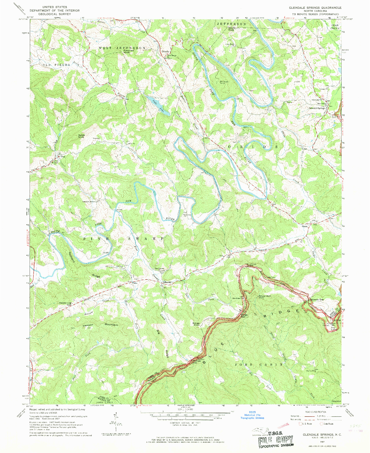 USGS 1:24000-SCALE QUADRANGLE FOR GLENDALE SPRINGS, NC 1967
