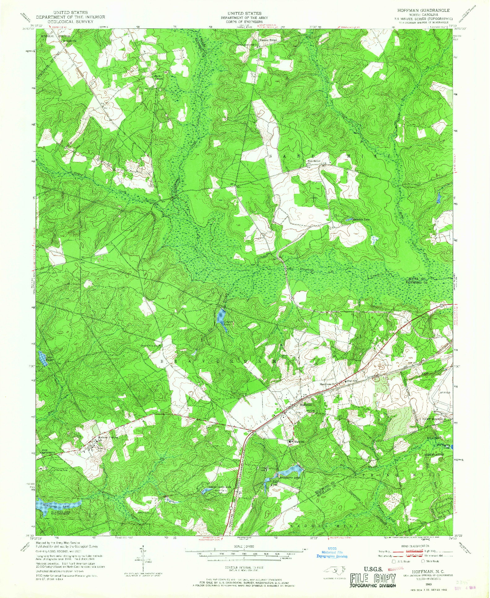 USGS 1:24000-SCALE QUADRANGLE FOR HOFFMAN, NC 1949