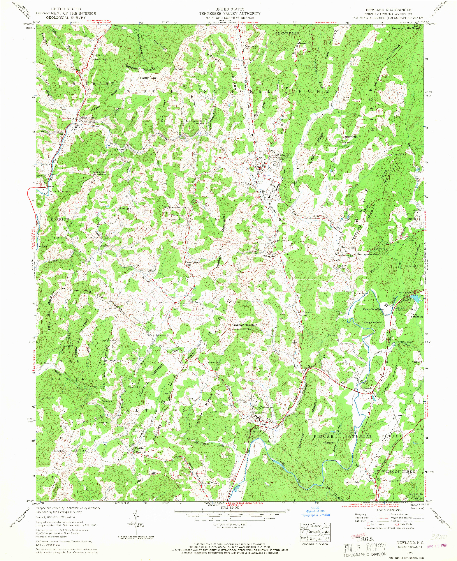 USGS 1:24000-SCALE QUADRANGLE FOR NEWLAND, NC 1960