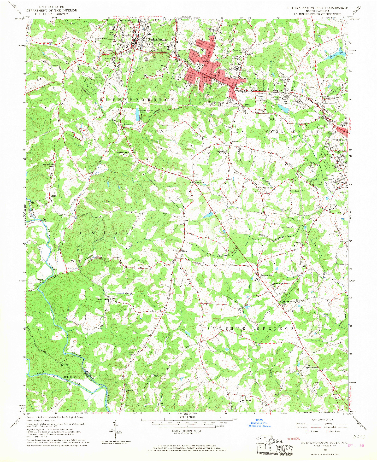 USGS 1:24000-SCALE QUADRANGLE FOR RUTHERFORDTON SOUTH, NC 1966