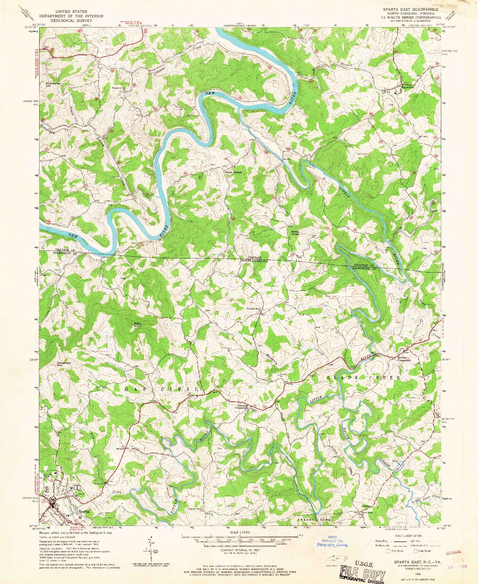 USGS 1:24000-SCALE QUADRANGLE FOR SPARTA EAST, NC 1966