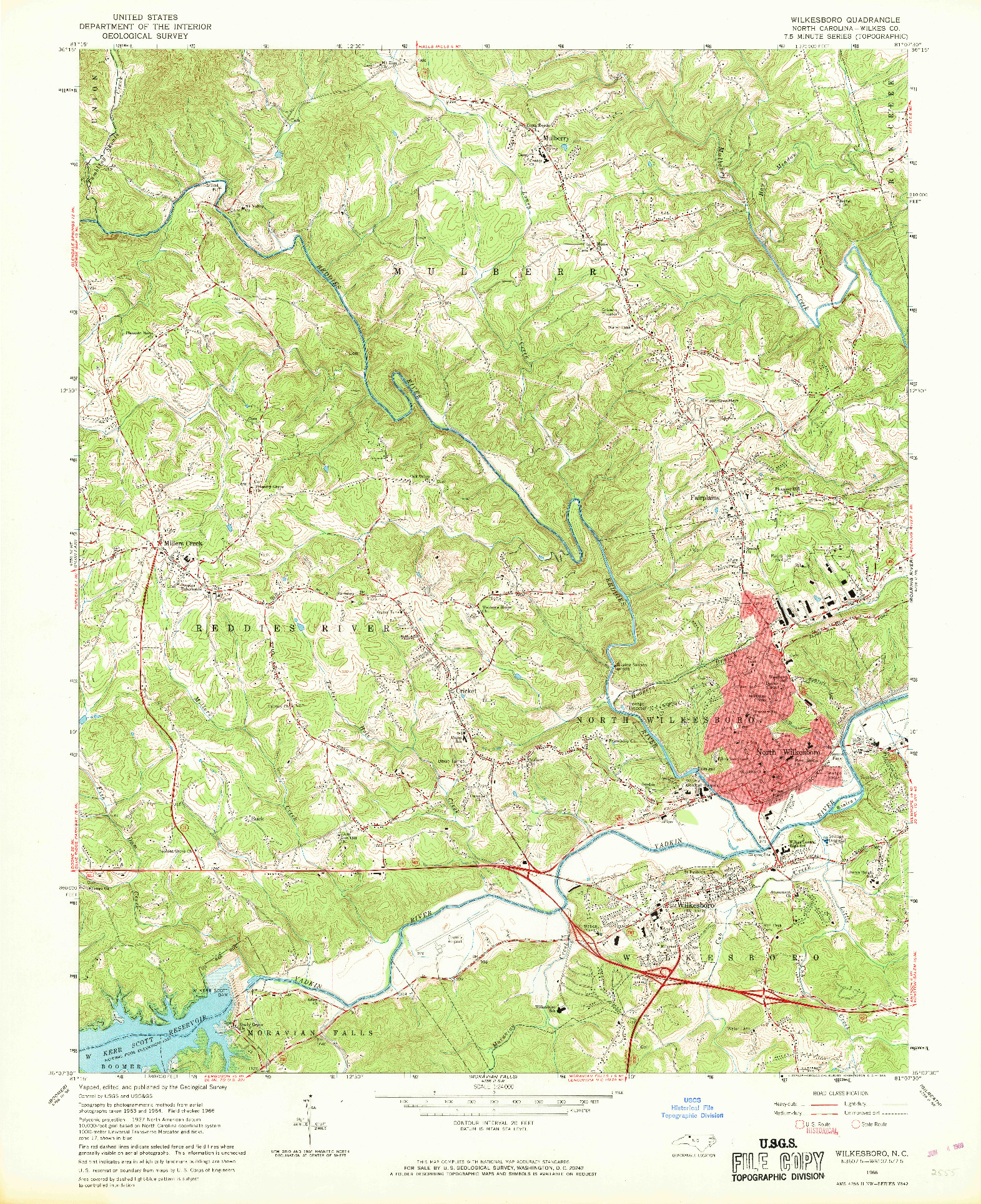 USGS 1:24000-SCALE QUADRANGLE FOR WILKESBORO, NC 1966