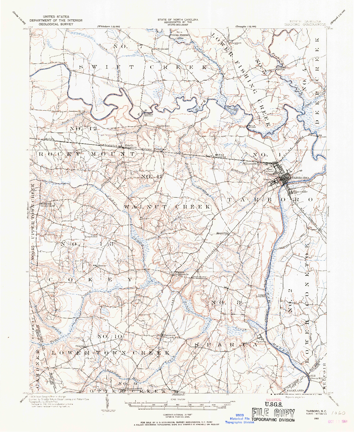 USGS 1:62500-SCALE QUADRANGLE FOR TARBORO, NC 1902