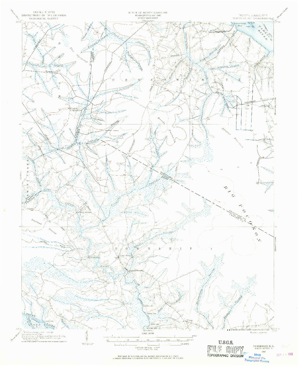 USGS 1:62500-SCALE QUADRANGLE FOR VANCEBORO, NC 1902