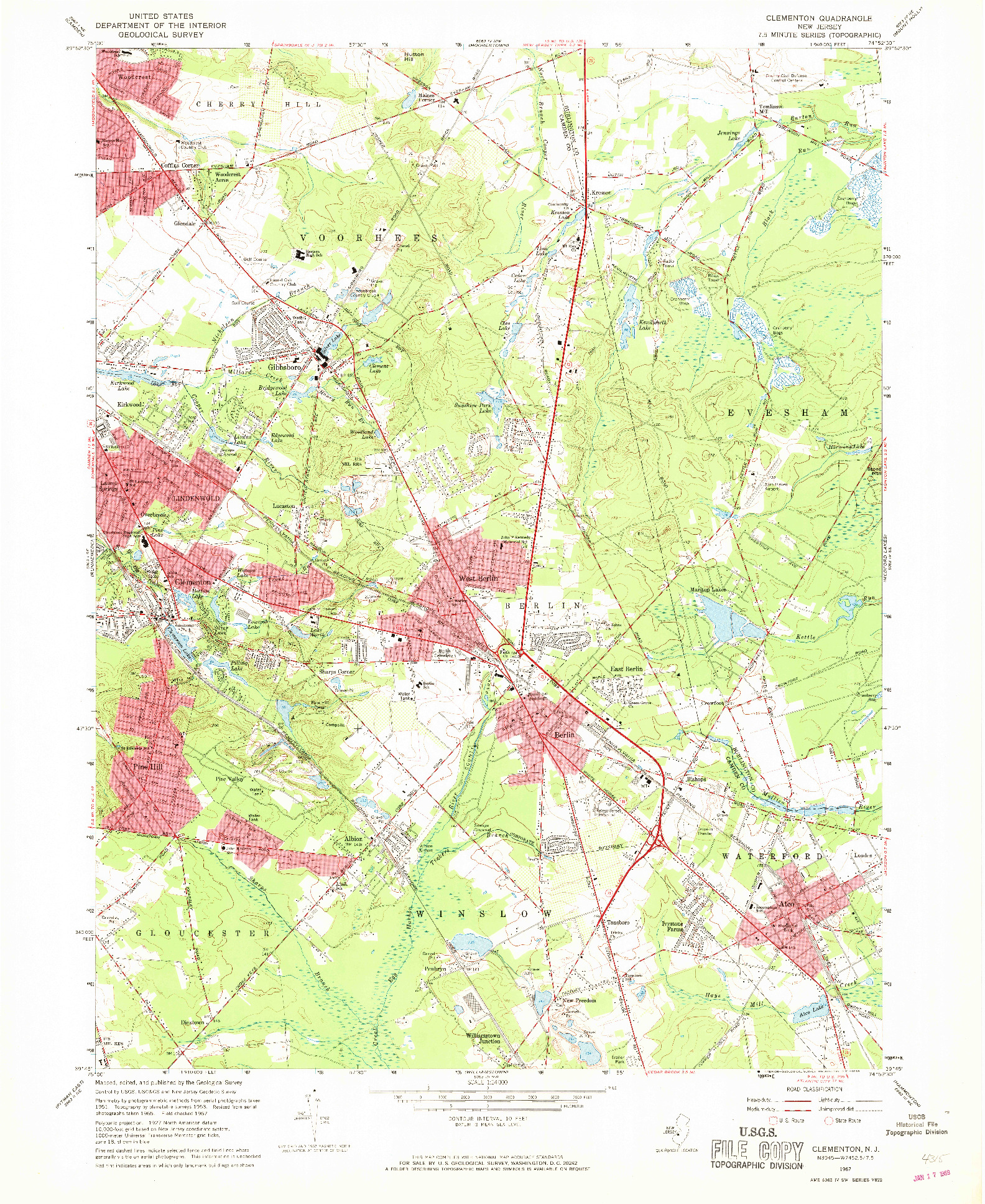 USGS 1:24000-SCALE QUADRANGLE FOR CLEMENTON, NJ 1967