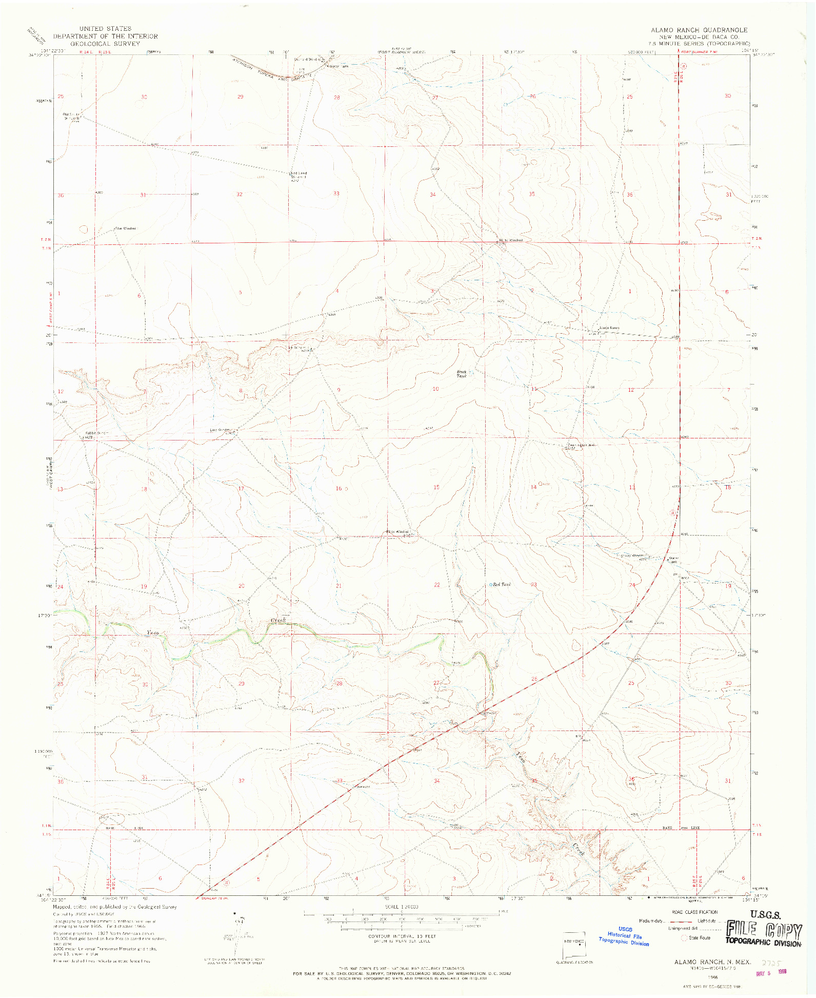 USGS 1:24000-SCALE QUADRANGLE FOR ALAMO RANCH, NM 1966