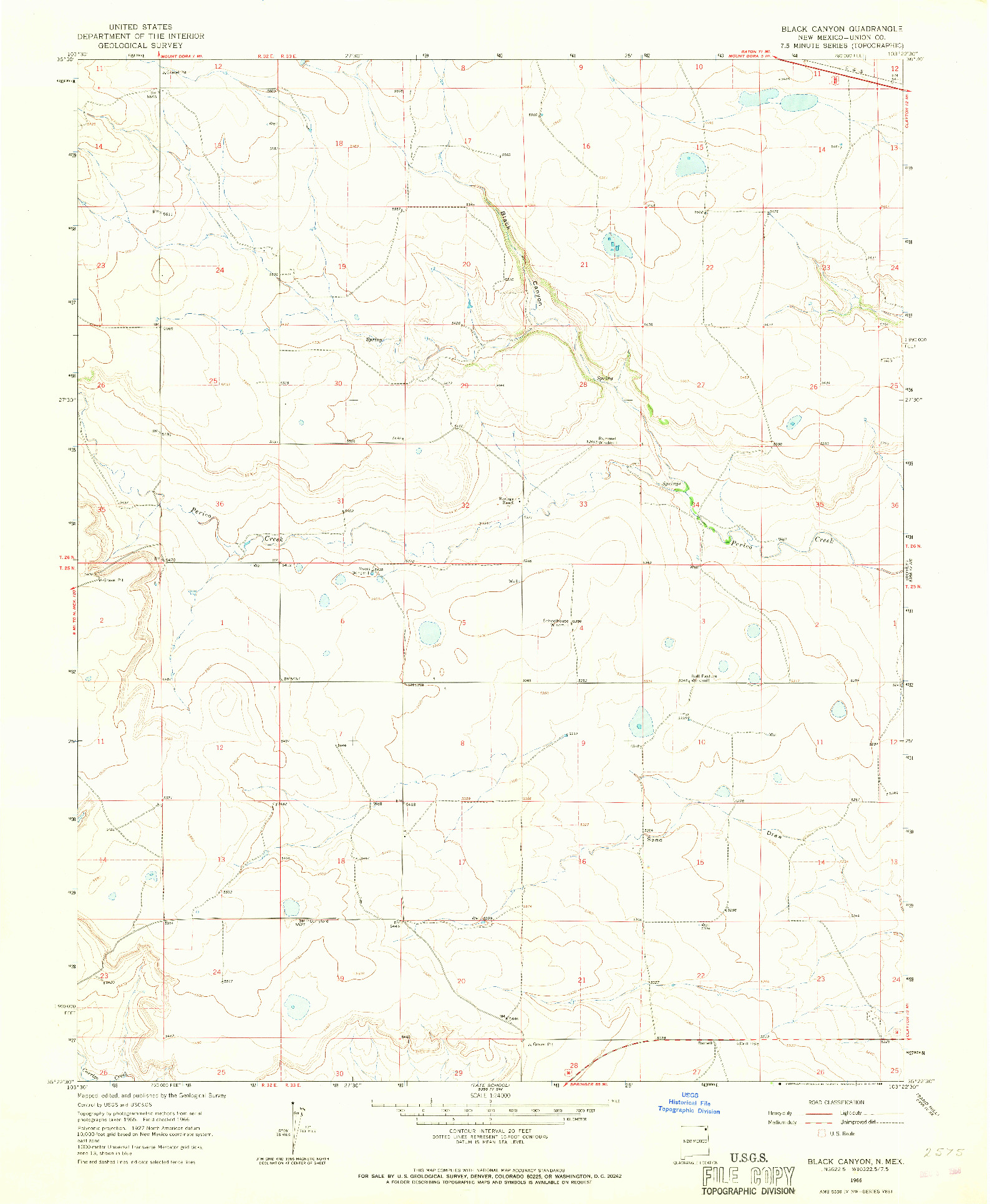 USGS 1:24000-SCALE QUADRANGLE FOR BLACK CANYON, NM 1966
